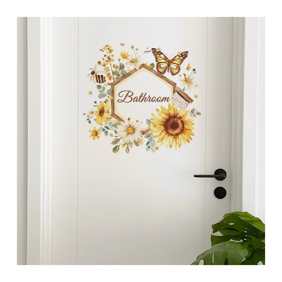 Selbstklebender Wandaufkleber mit Sonnenblumen und Schmetterlingen aus PVC für Badezimmer und Schlafzimmer - Bild 1
