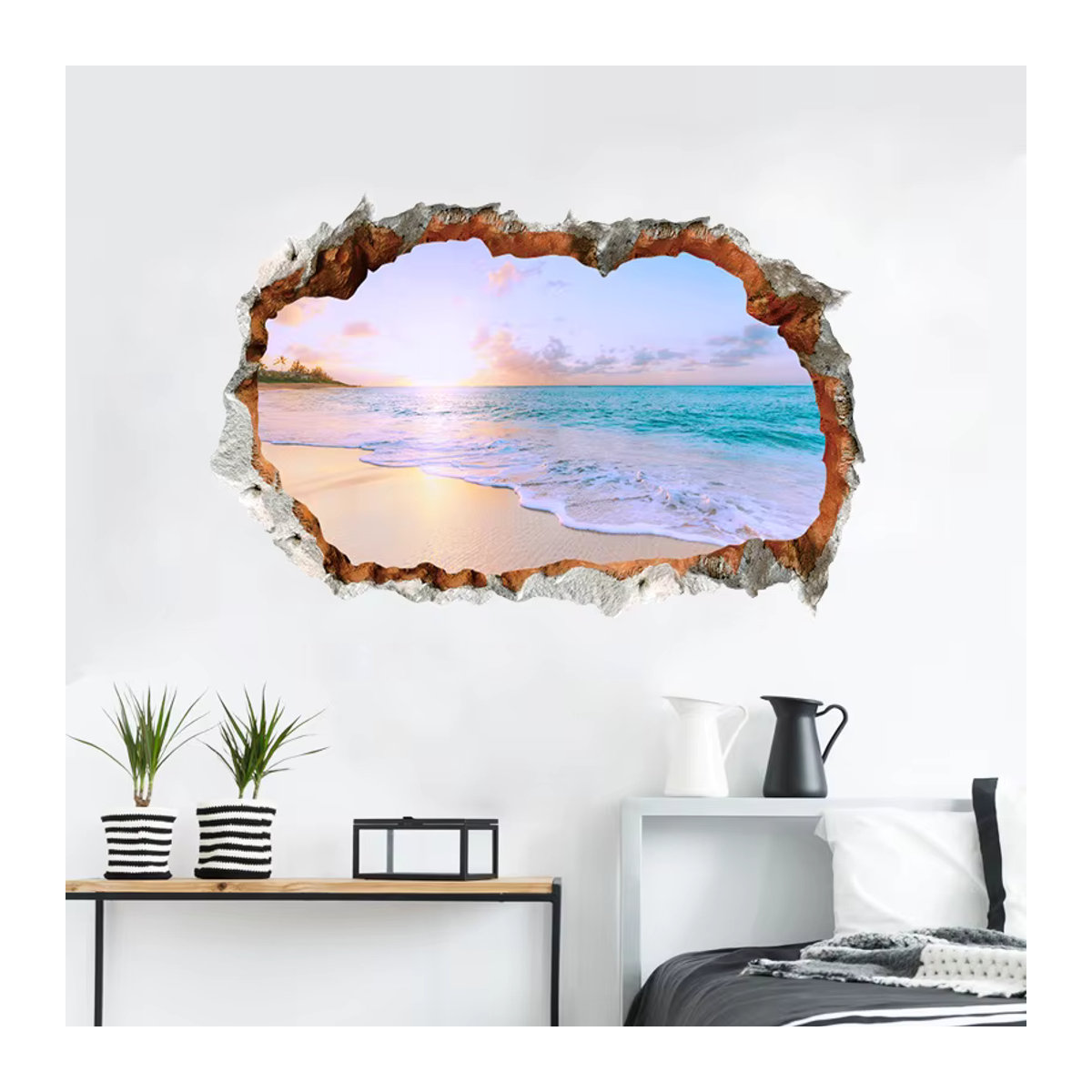 Selbstklebender Wandaufkleber Strandansicht für Wohnzimmer und Badezimmer, Multicolor, B/H: 40 x 40 cm - Bild 2