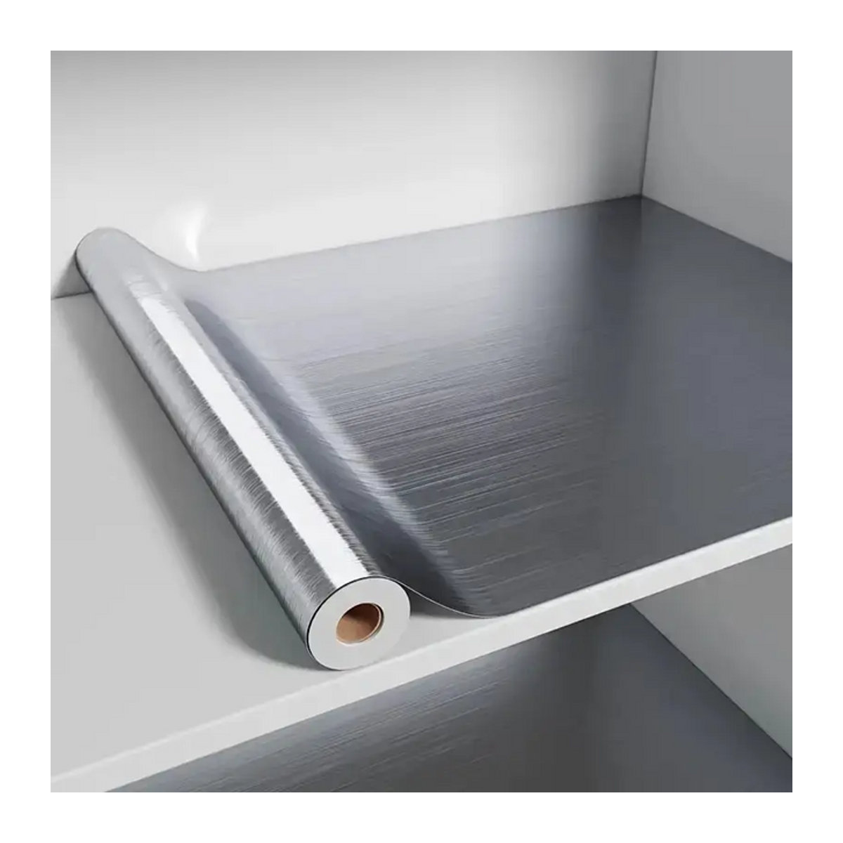 Selbstklebender Wandaufkleber von ctzszzmm in gebürstetem Silber, wasserdichte Tapete aus Metall-Optik für Küche und Wohnzimmer, Breite: 40 cm - Bild 1