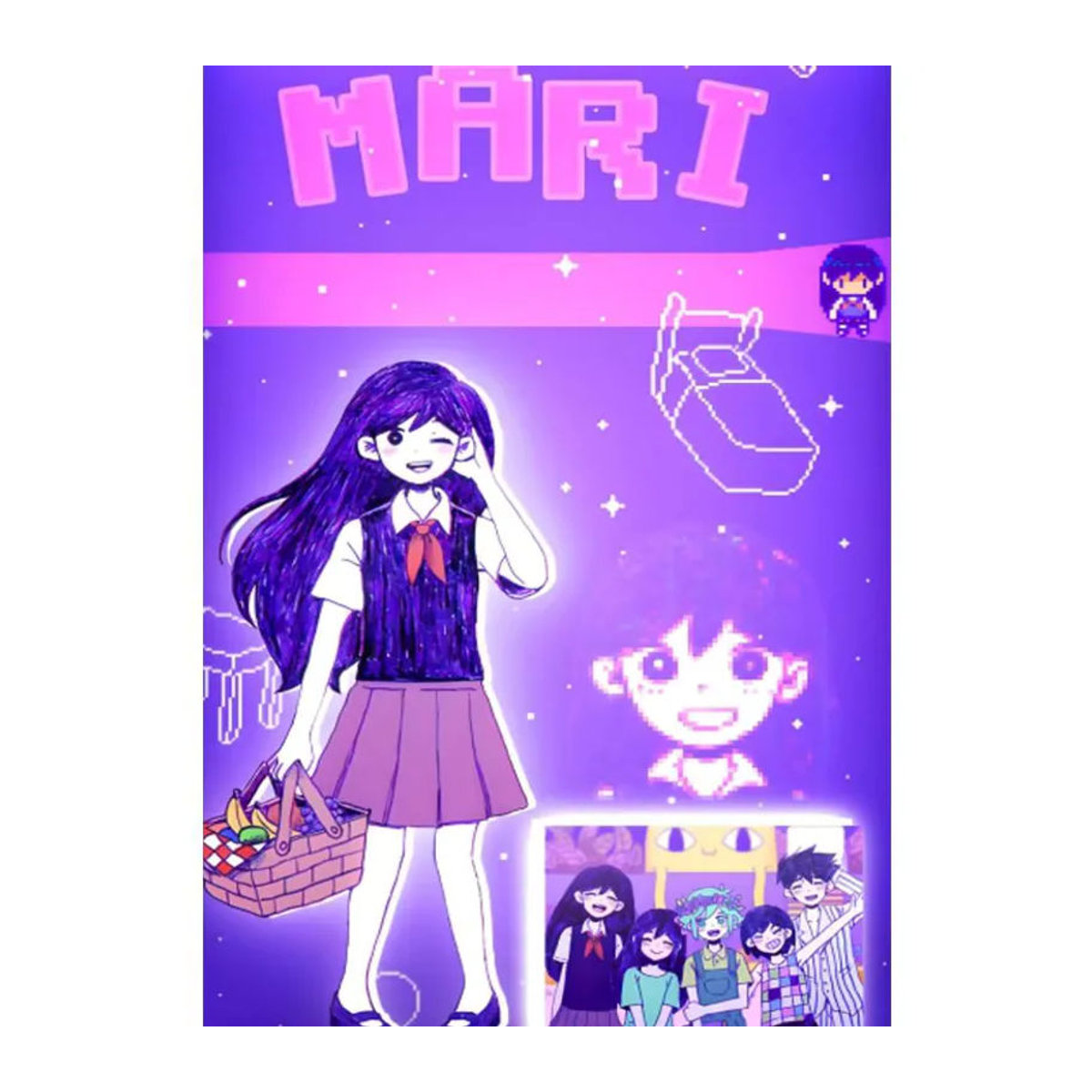 Selbstklebendes Anime-Videospiel Poster Mari von bilibili, mehrfarbig, wandmontiertes Porträt aus Papier - Bild 6