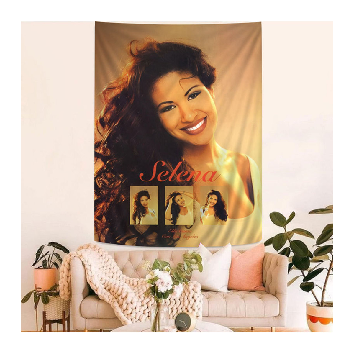 Selena Wandteppich mit Mandala- und Porträt-Motiv im Bohemian-Stil, mehrfarbig, Textil, B/H: 70 x 50 cm - Bild 1