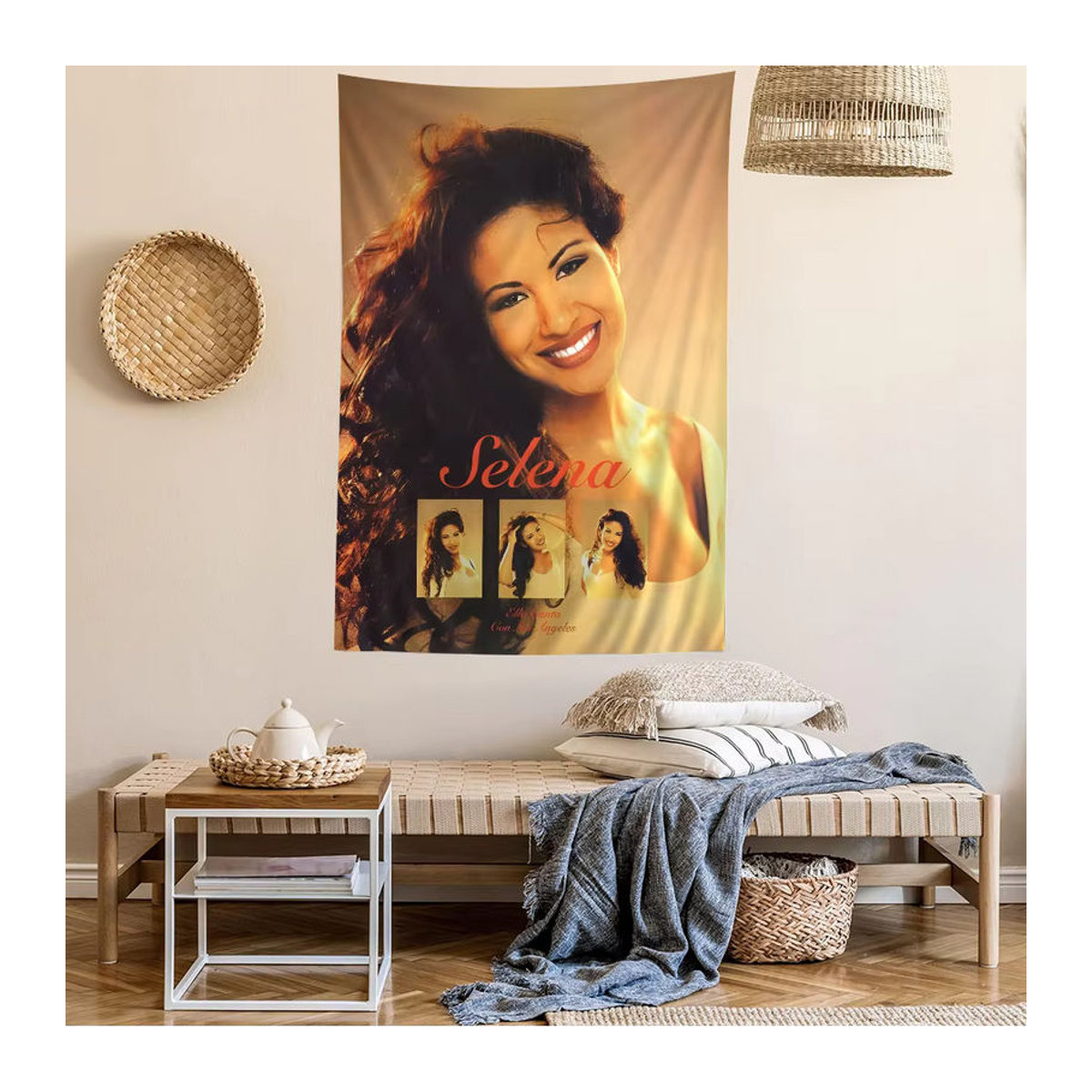 Selena Wandteppich mit Mandala- und Porträt-Motiv im Bohemian-Stil, mehrfarbig, Textil, B/H: 70 x 50 cm - Bild 4