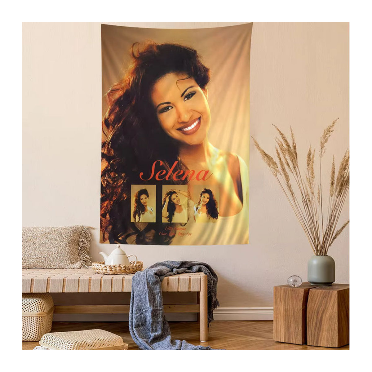 Selena Wandteppich mit Mandala- und Porträt-Motiv im Bohemian-Stil, mehrfarbig, Textil, B/H: 70 x 50 cm - Bild 5