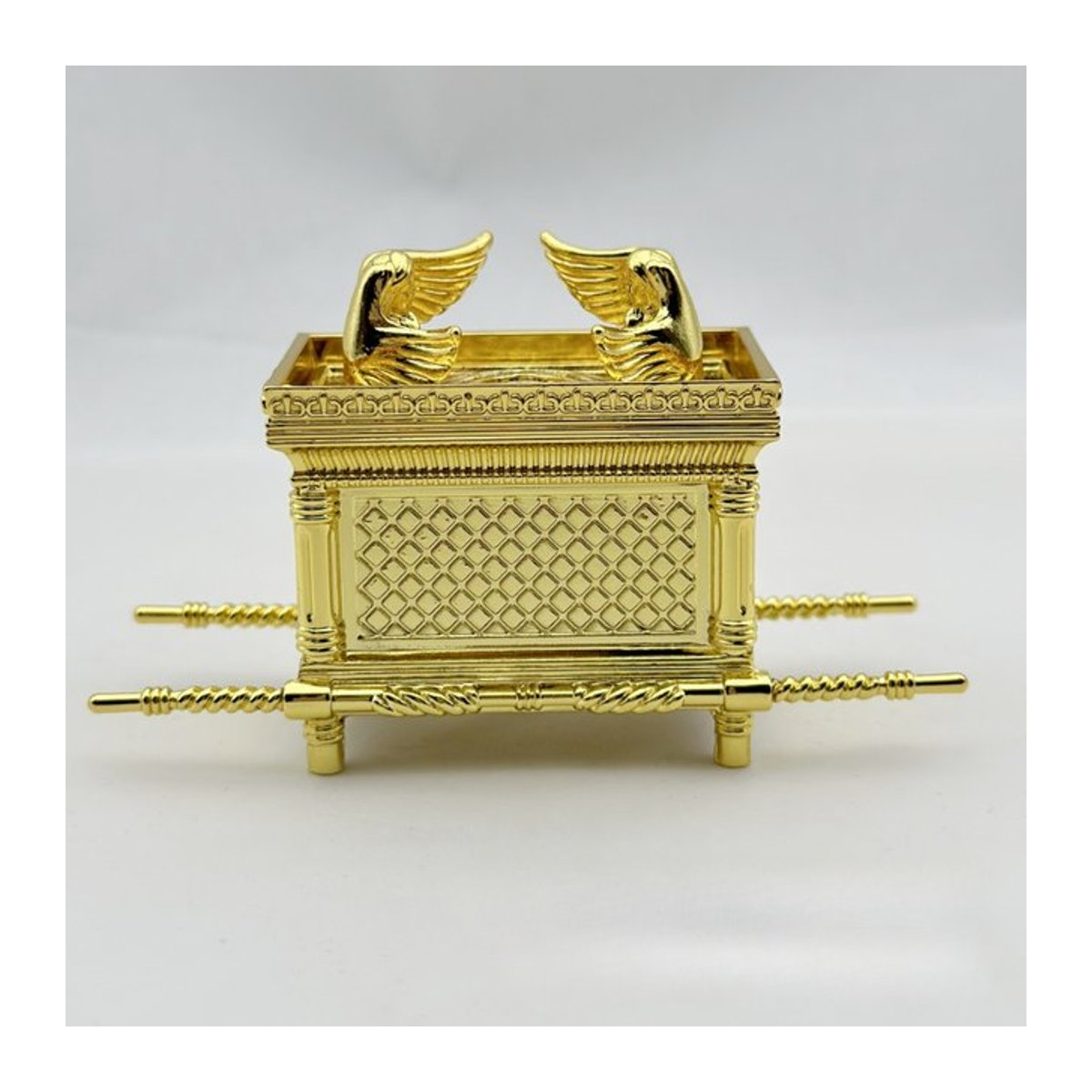 Senchoy Religiöse Arche des Bundes Schmuckkästchen aus Metall in Gold mit den Zehn Geboten, Aarons Stab und Manna - Bild 1