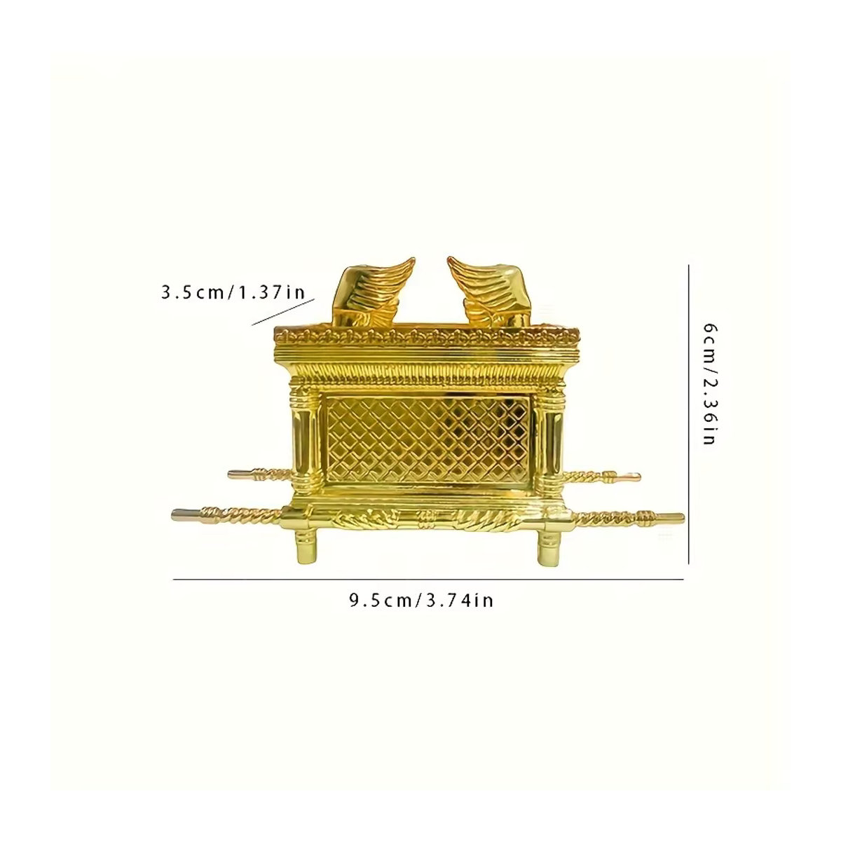 Senchoy Religiöse Arche des Bundes Schmuckkästchen aus Metall in Gold mit den Zehn Geboten, Aarons Stab und Manna - Bild 3
