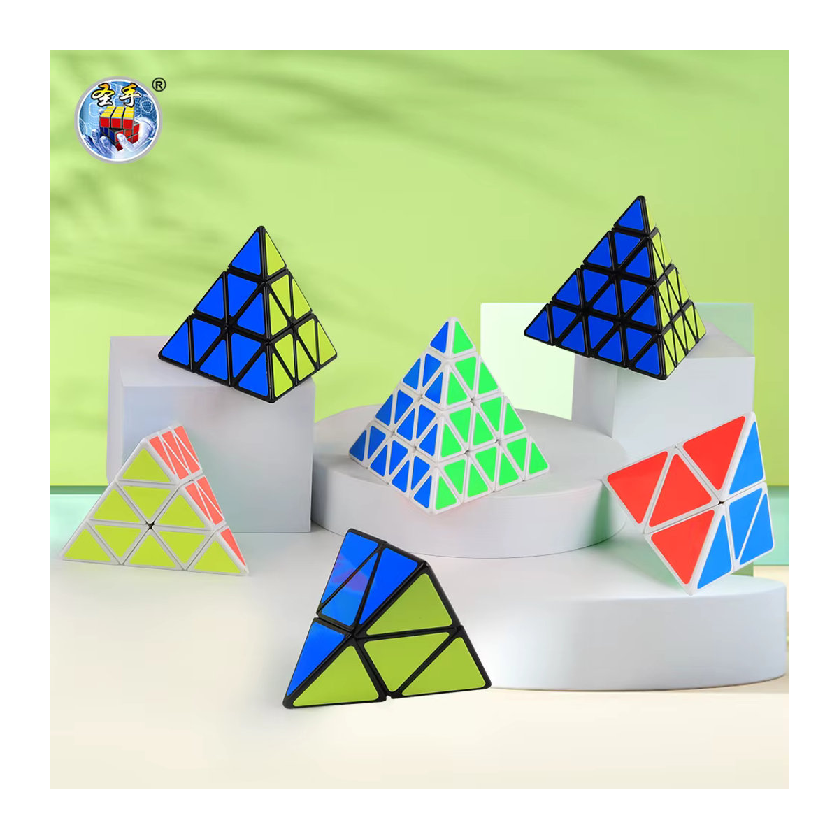 SENGSO Pyramidenwürfel Mehrfarbig mit Spezial-Cubo-Aufklebern als Geometrisches Puzzle-Spielzeug für Kinder - Bild 2