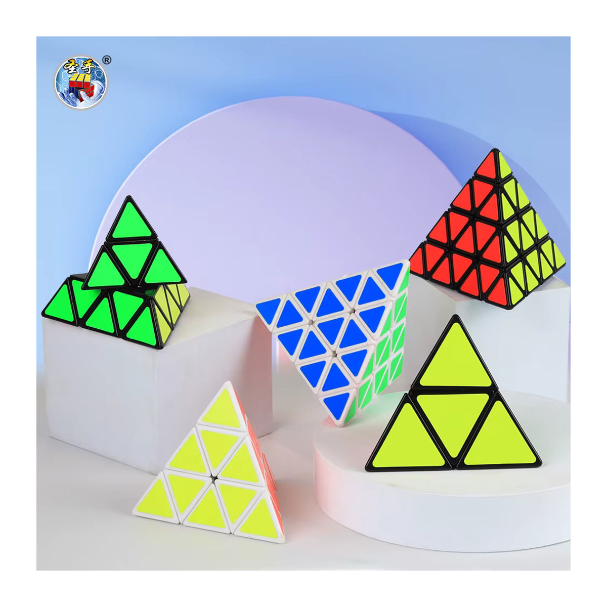 SENGSO Pyramidenwürfel Mehrfarbig mit Spezial-Cubo-Aufklebern als Geometrisches Puzzle-Spielzeug für Kinder - Bild 3