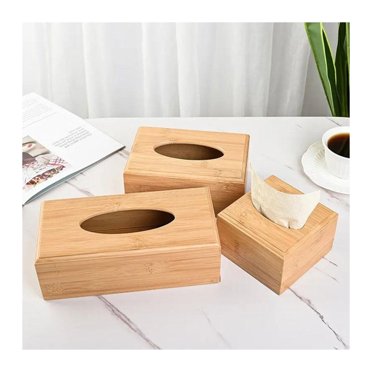 Serviette Box aus Holz mit geometrischem Design als Tissue Spender und Organizer für dein Zuhause - Bild 1