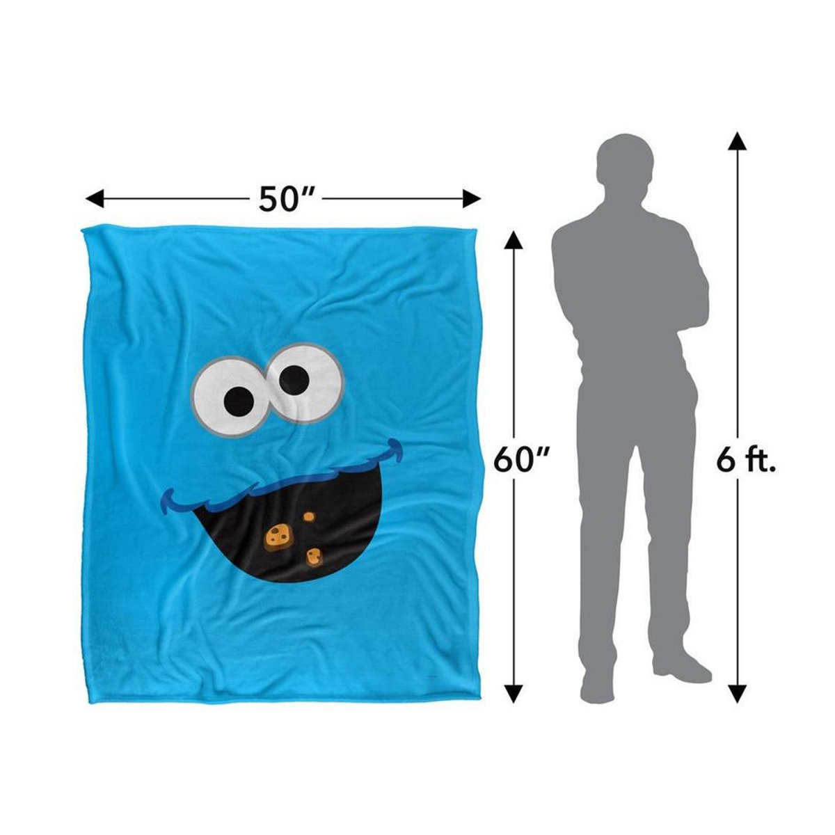 Sesamstraße Krümelmonster Decke mit Gesicht Design in Schwarz, One Size - Bild 3
