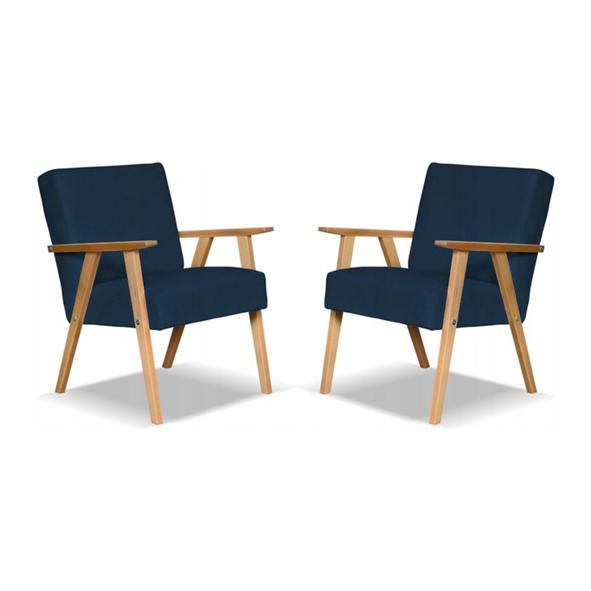 Sessel SOLER Set Retro Vintage von Family Meble in marineblauem Samt, B/T/H: 82 x 60 x 59 cm - Bild 1