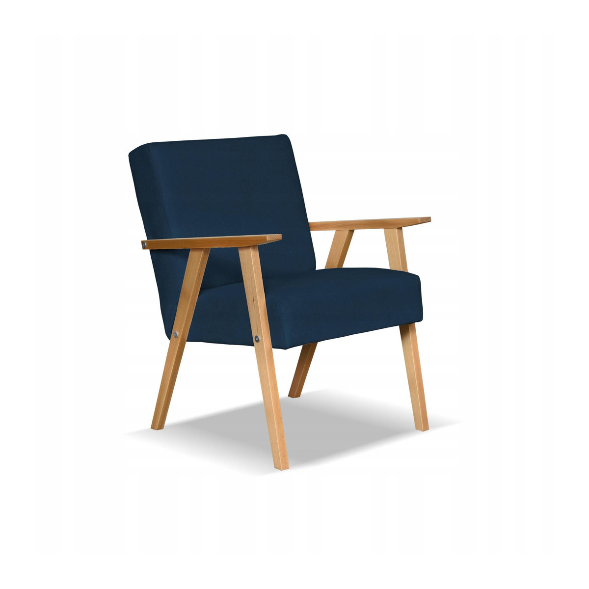 Sessel SOLER Set Retro Vintage von Family Meble in marineblauem Samt, B/T/H: 82 x 60 x 59 cm - Bild 2