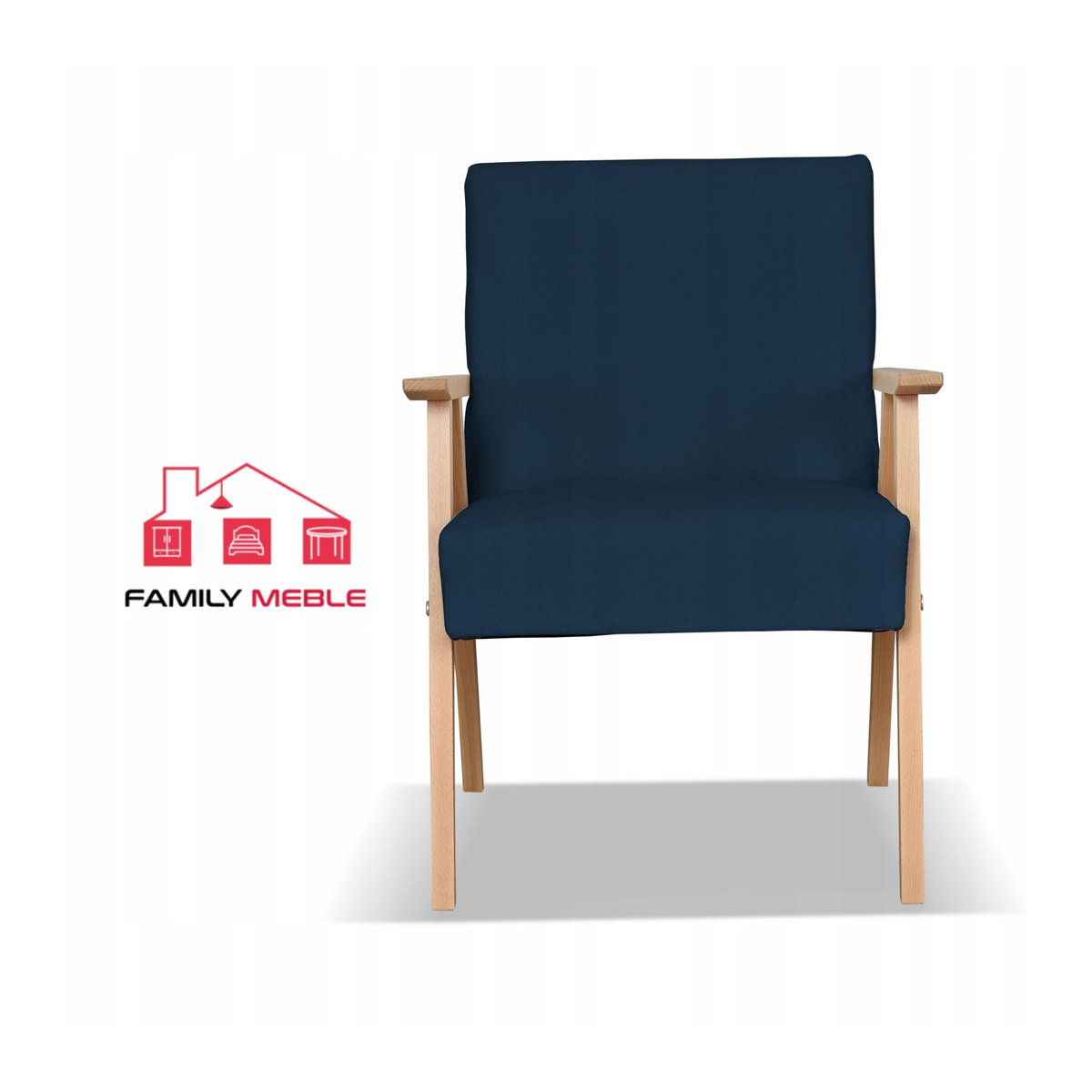 Sessel SOLER Set Retro Vintage von Family Meble in marineblauem Samt, B/T/H: 82 x 60 x 59 cm - Bild 3