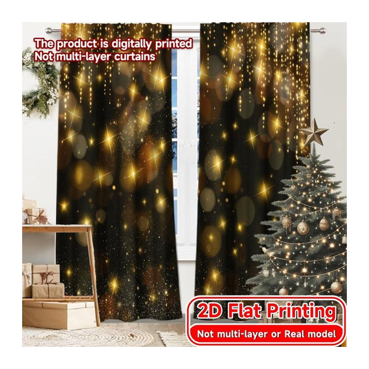 Set aus 2 blickdichten Vorhängen aus Polyester von Tonnika Chen für Schlafzimmer und Wohnzimmer, B: 100 cm, H: 70 cm - Bild 1