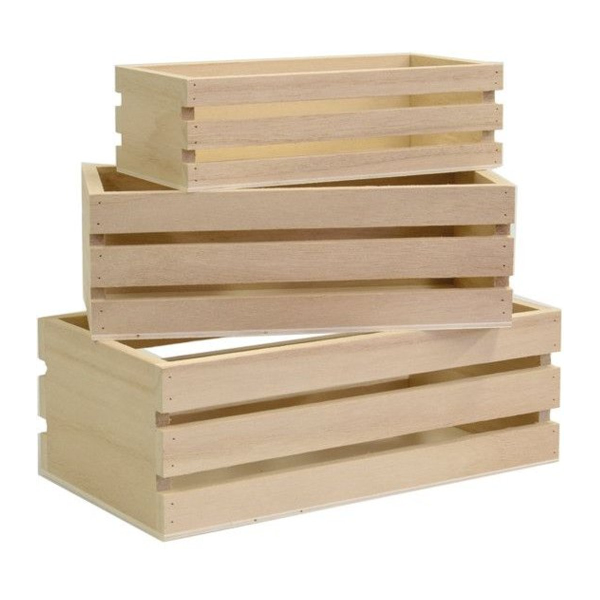 Set aus 3 Mini-Holzkisten von Artemio in Braun, rechteckig und aus Massivholz - Bild 1