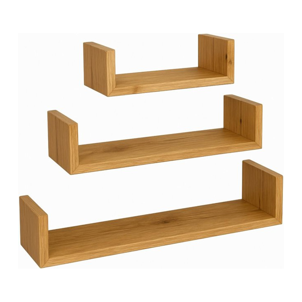 Set aus 3 Wandregalen in Dunkle Erle, modernes Design für Wohnzimmer und Schlafzimmer, B/T/H: 60 x 15 x 10 cm - Bild 1