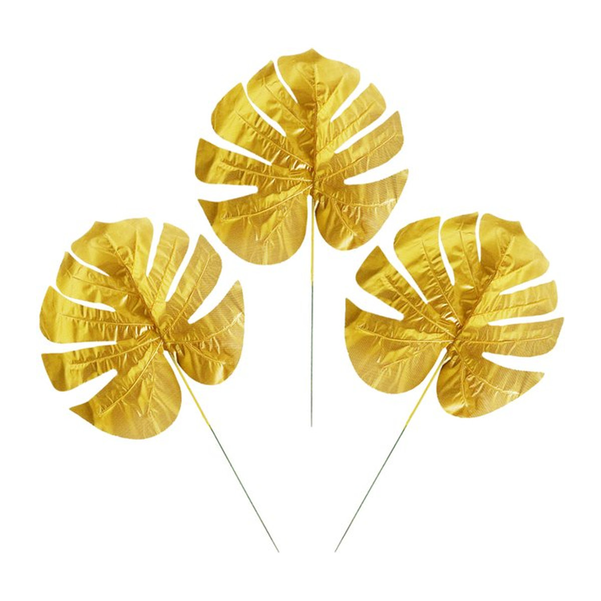 Set aus künstlichen goldenen Monstera-Blättern für Hochzeiten, Dschungel-Partys und hawaiianische Dekorationen - Bild 1
