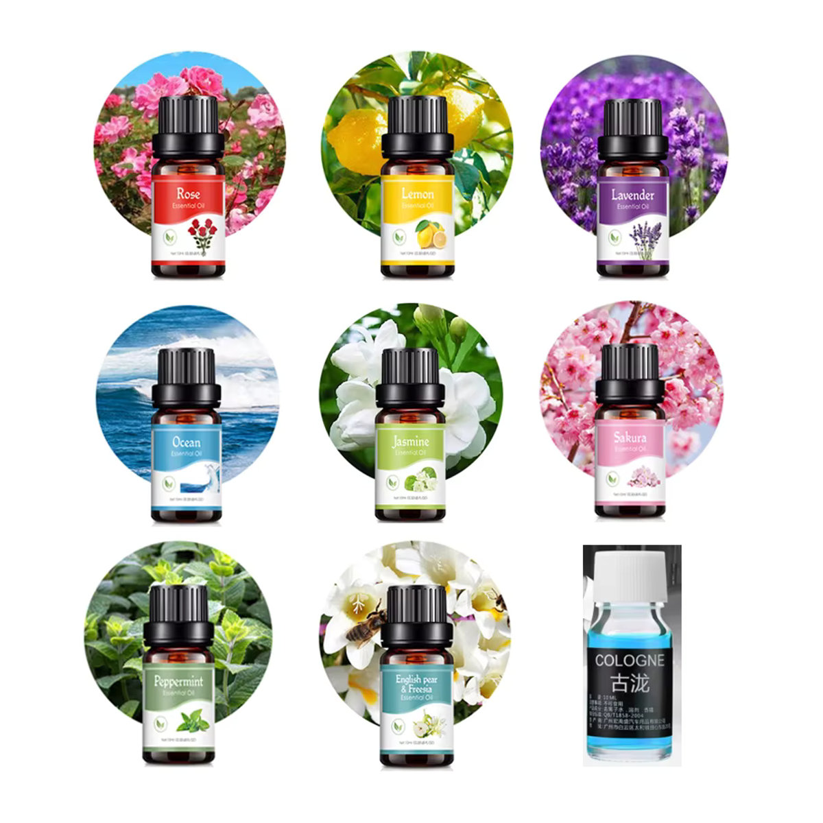 Set mit 18 wasserlöslichen ätherischen Ölen in verschiedenen Farben als Duftnachfüllung für Aroma Diffusoren, Luftbefeuchter und zur Verwendung im Auto - Bild 4