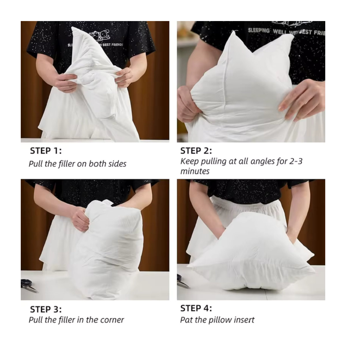 Set mit 2 weißen Kisseneinsätzen von inyahome für Couch, Sofa oder Bett, B/H: 30 x 50 cm, 45 x 45 cm und 50 x 50 cm - Bild 4