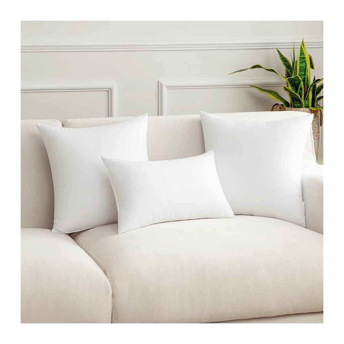 Set mit 2 weißen Kisseneinsätzen von inyahome für Couch, Sofa oder Bett, B/H: 30 x 50 cm, 45 x 45 cm und 50 x 50 cm - Bild 5