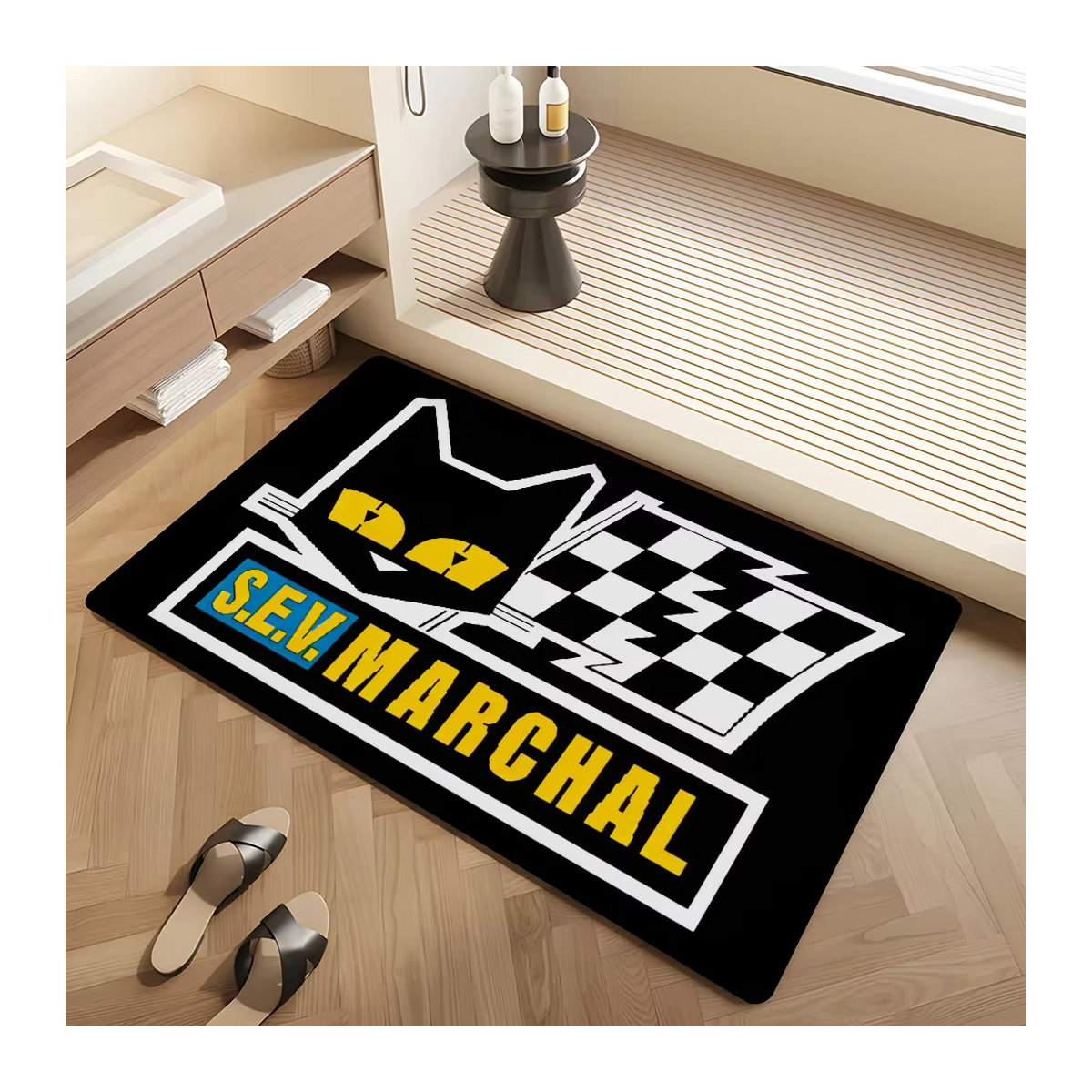Sev Marchal Fußmatte mit Längsstreifen in Schwarz, rutschfest und wasserabsorbierend für Eingangsbereich, Schlafzimmer oder Badezimmer - Bild 4