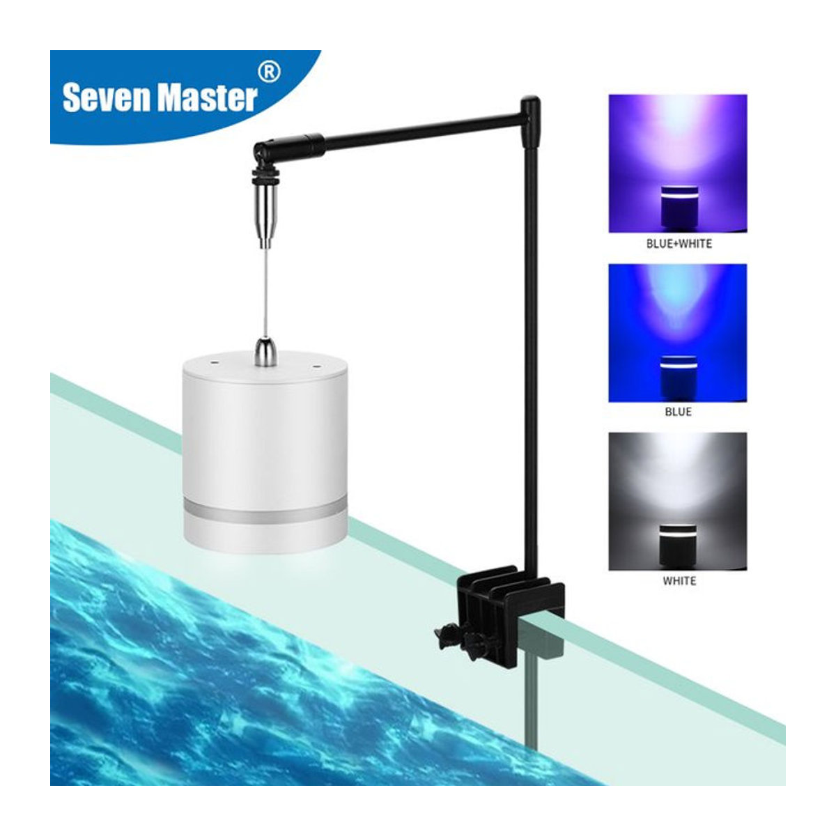 SEVEN MASTER Dimmbarer LED-Lampenclip für Pflanzenwachstum und Aquarien in Schwarz mit 3 Kanälen und 16 W - Bild 1