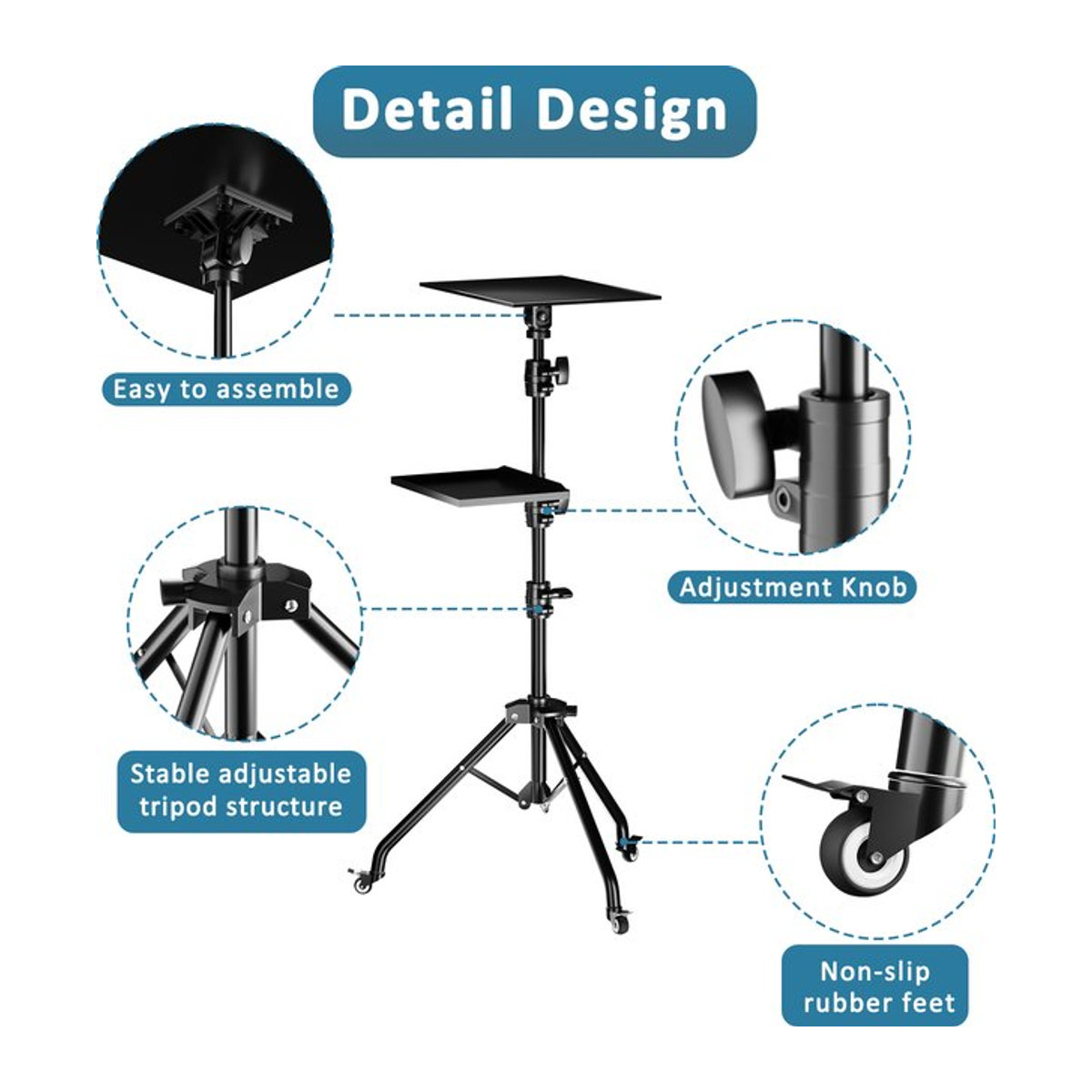 SH Projektor-Stativ und Laptop-Stativ höhenverstellbar für 23 bis 63 Zoll als Stehpult und Outdoor-Computertisch-Ständer aus Metall - Bild 1