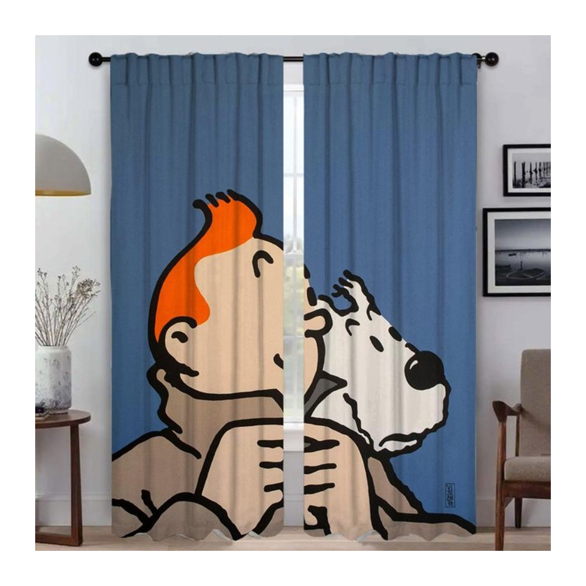 Shades Adventures Tintins Vorhangpaneel Halloween Dekoration aus Polyester, Multicolor, B: 100 cm, H: 70 cm - Bild 1