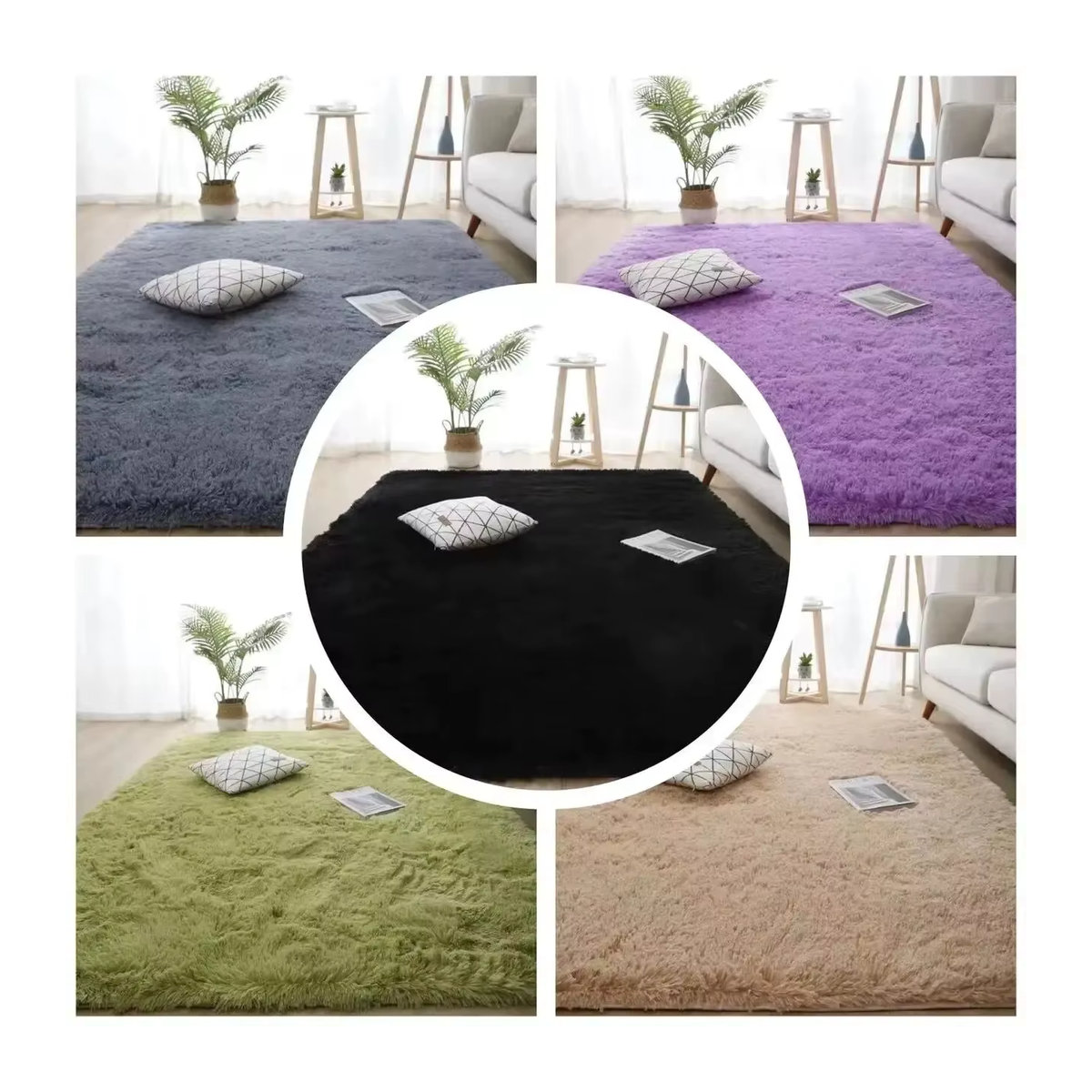 Shag Teppich aus Seide und Wolle in Camel für Wohnzimmer und Schlafzimmer mit rutschfester Unterseite - Bild 4