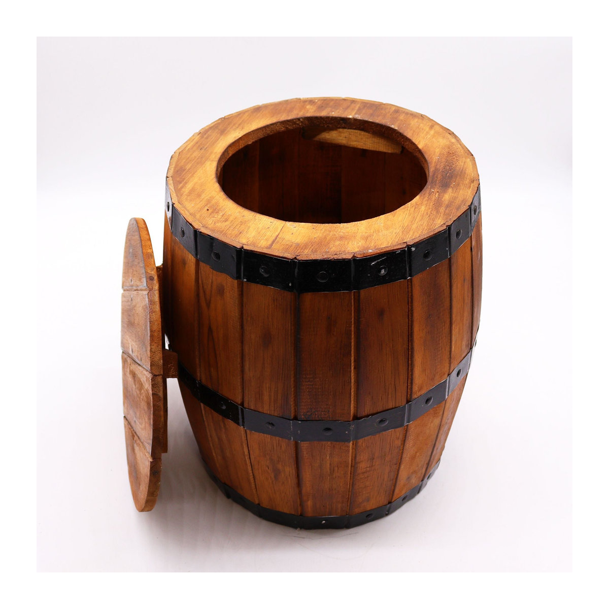 SHAMTAM Bierfasshocker und Sonnenschirmständer aus Naturholz B: 38 cm, T: 32 cm - Bild 7