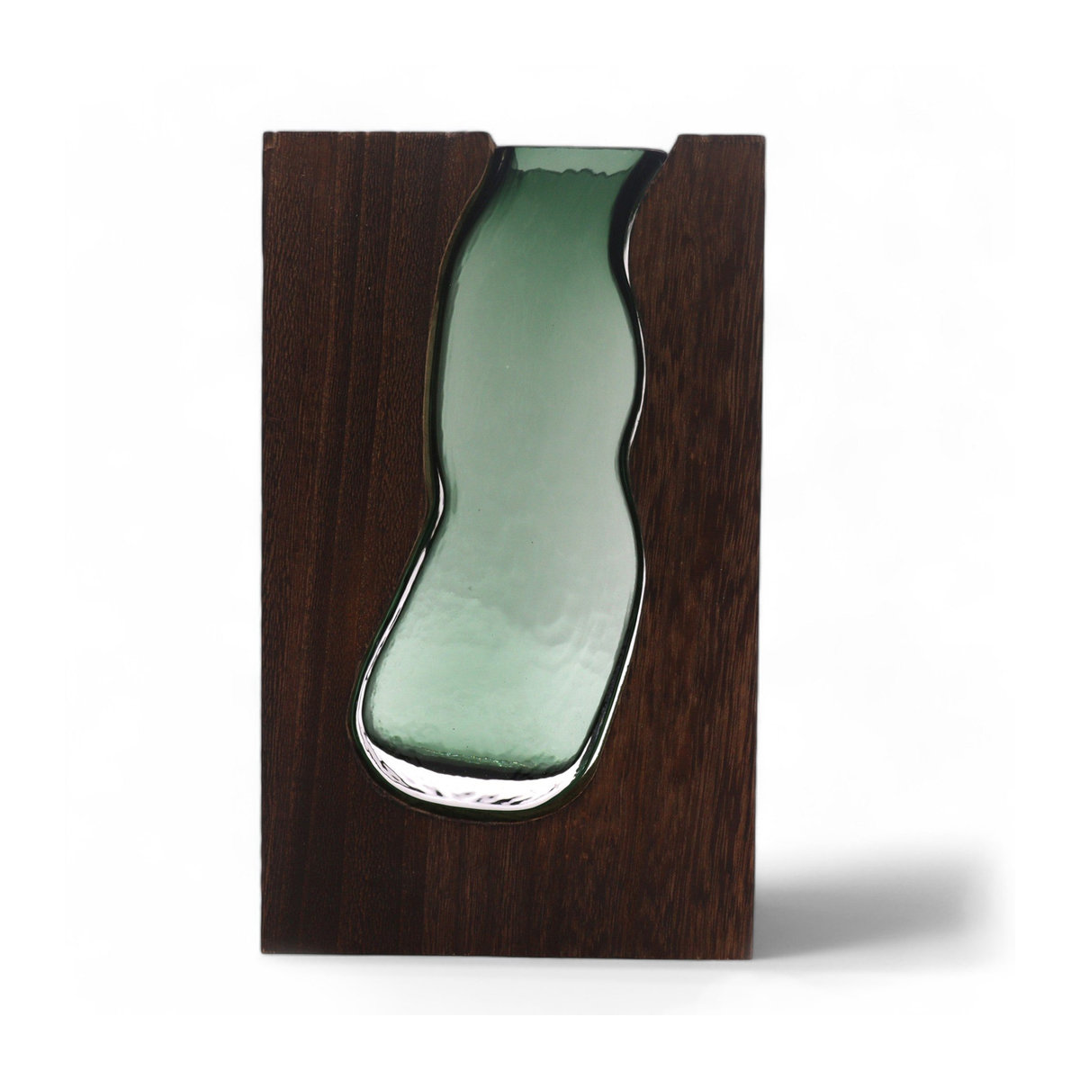SHAMTAM Glas-Terrarium mit hellgrüner Akzentuierung und dunkler Tung-Holzbasis für Rückflusskegel - Bild 2
