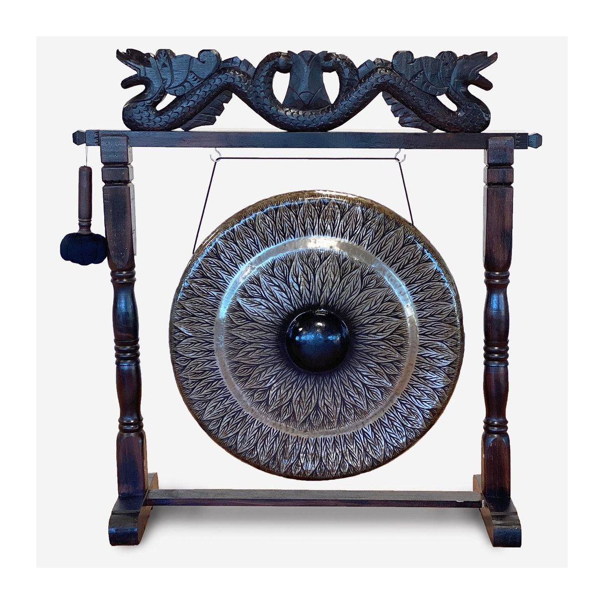 SHAMTAM Gong mit Holzständer in Schwarz, Durchmesser: 80 cm - Bild 3