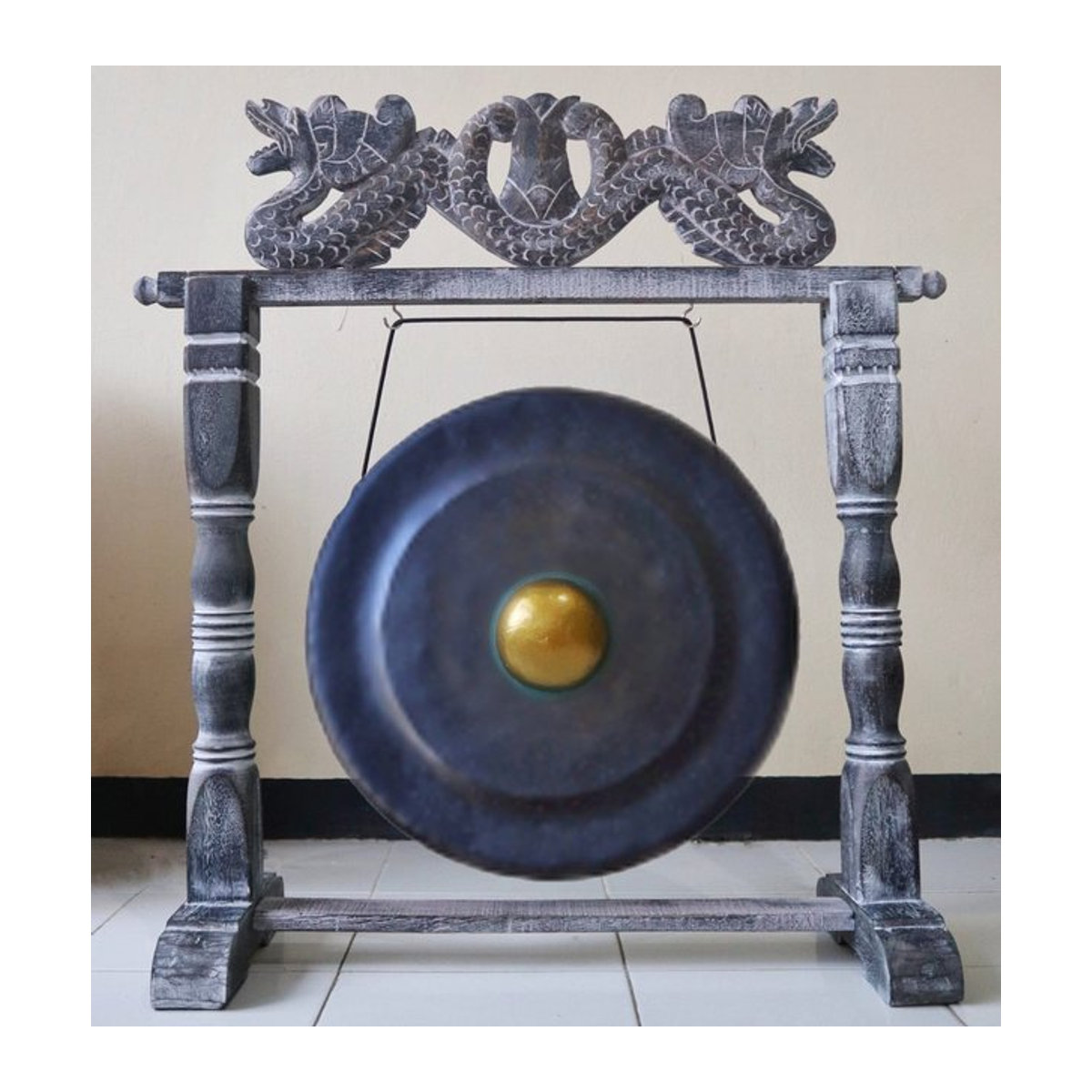 SHAMTAM Gong mit Holzständer, Schwarz, Durchmesser: 35 cm - Bild 1