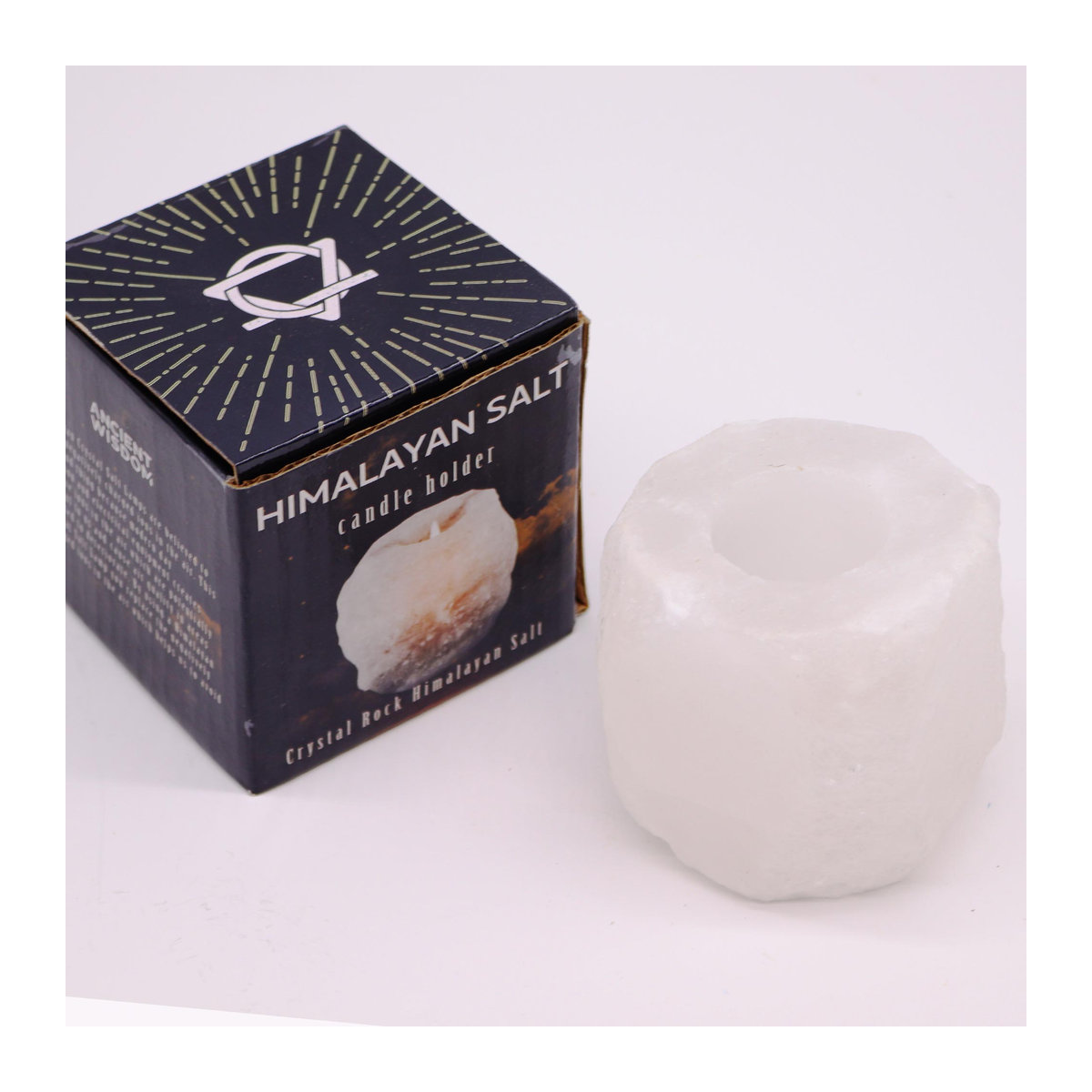 SHAMTAM Himalaya-Salz-Kerzenhalter aus Steinsalz in milchig-weiß für Teelichter, 600-800g - Bild 2