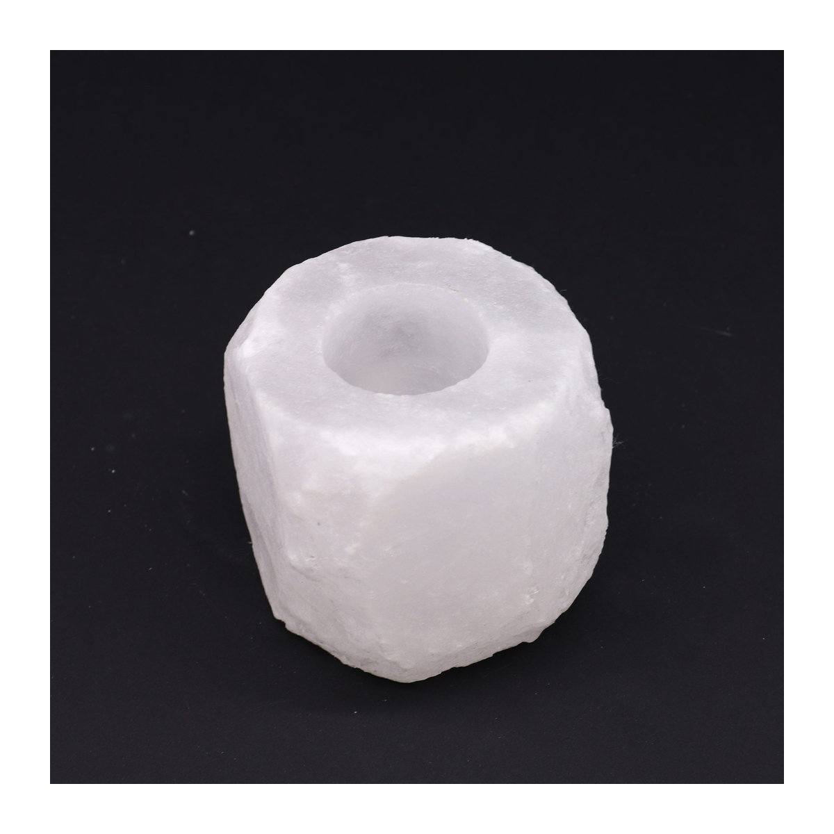 SHAMTAM Himalaya-Salz-Kerzenhalter aus Steinsalz in milchig-weiß für Teelichter, 600-800g - Bild 3