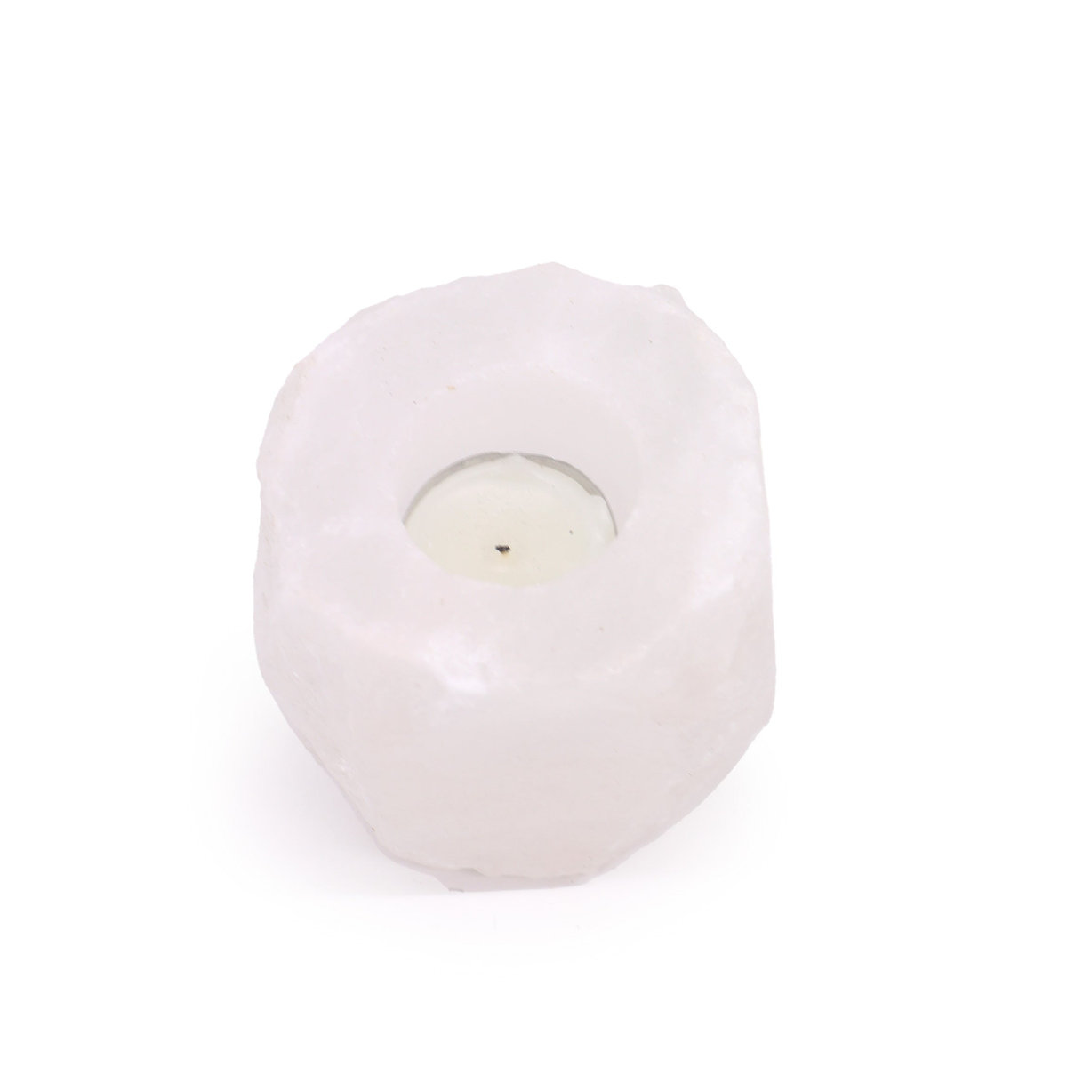 SHAMTAM Himalaya-Salz-Kerzenhalter aus Steinsalz in milchig-weiß für Teelichter, 600-800g - Bild 4
