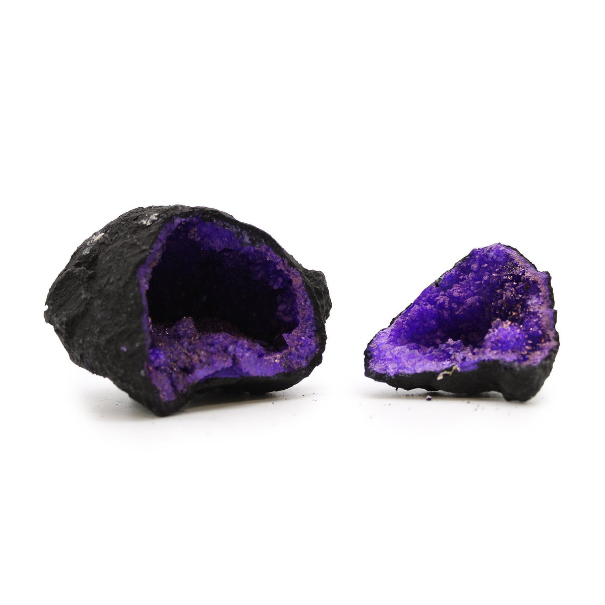 SHAMTAM Kalzit Kristall Geode bemalt in Lila und Schwarz - Bild 2