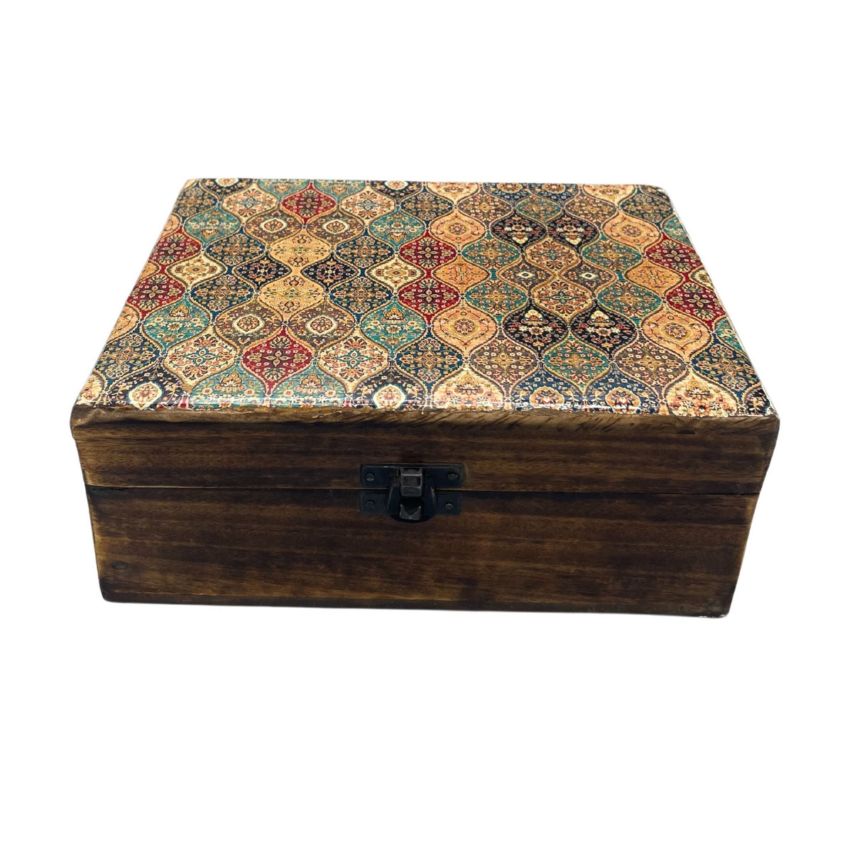 SHAMTAM Mango-Holzbox mit glasierter Keramik und Spitzbogenmuster, B/T/H: 20 x 15 x 7,5 cm - Bild 2