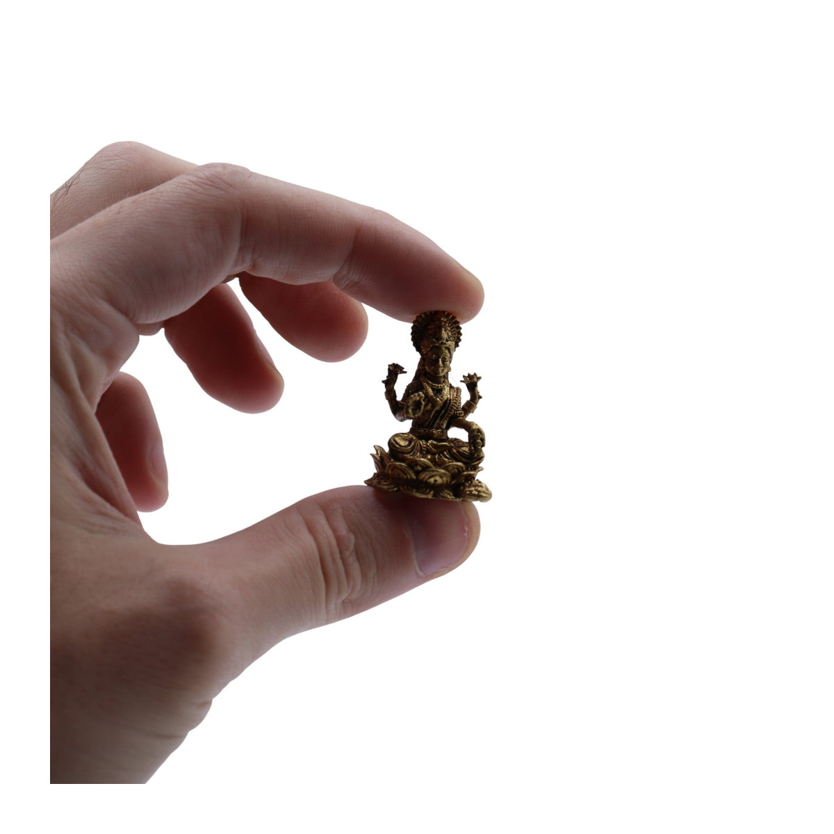SHAMTAM Miniatur-Idol der Göttin Lakshmi aus Messing, 3 cm - Bild 3