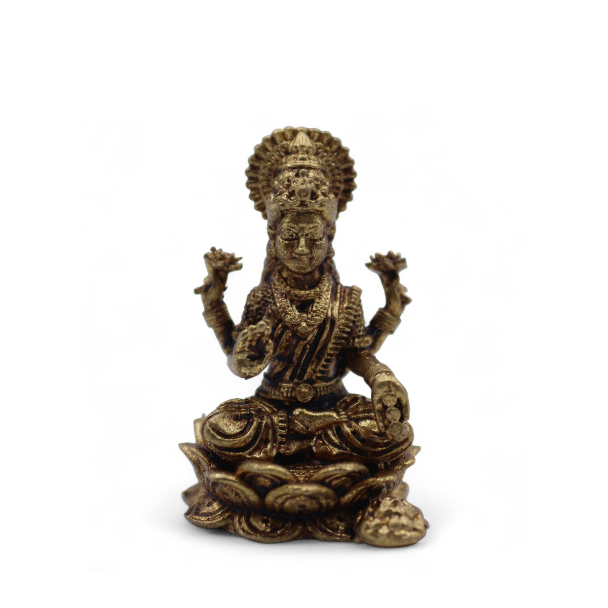 SHAMTAM Miniatur-Idol der Göttin Lakshmi aus Messing, 3 cm - Bild 5
