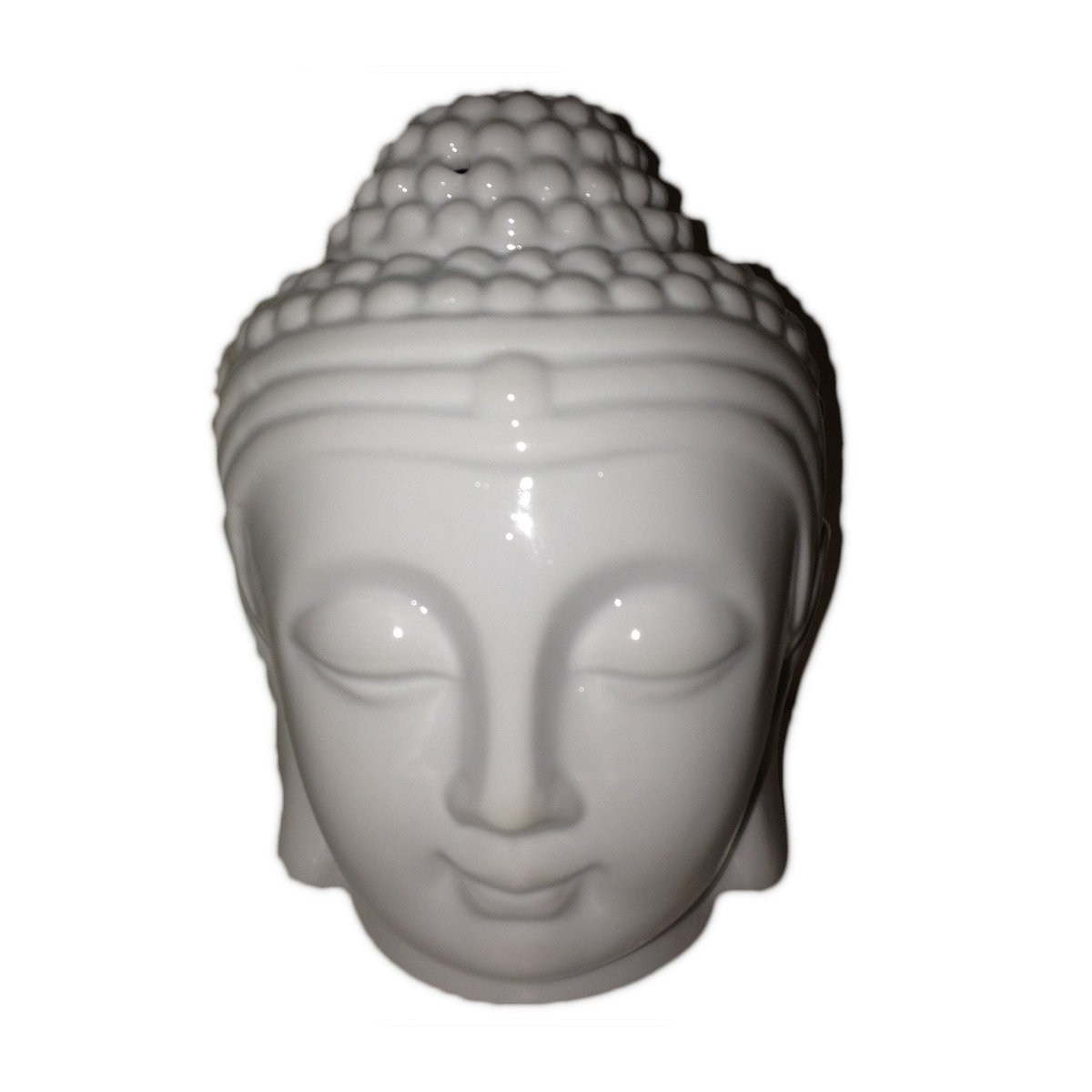 SHAMTAM Öl- und Wachsschmelz-Brenner Buddha-Kopf in Weiß für Teelicht - Bild 2