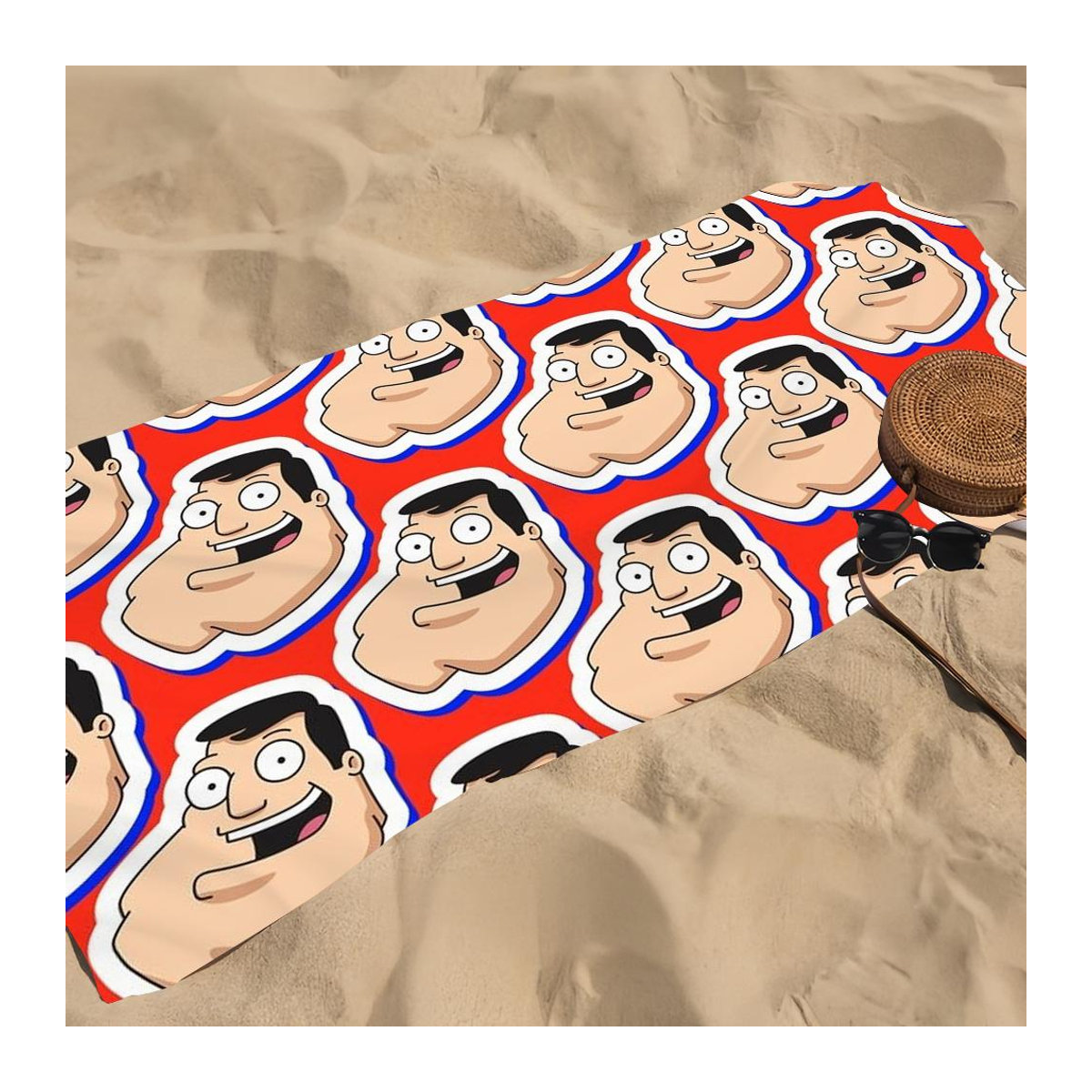 Shanika Chen Strandtuch mit Cartoon Papa Motiv, schnelltrocknend und saugfähig, Multicolor, B: 40 cm, H: 60 cm - Bild 2