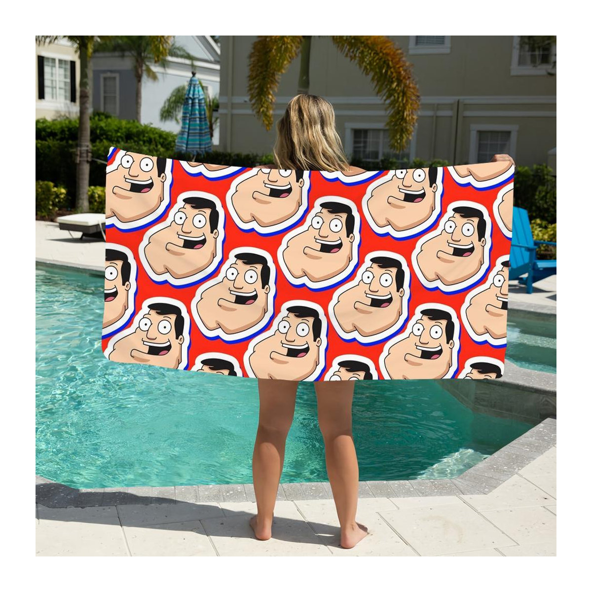 Shanika Chen Strandtuch mit Cartoon Papa Motiv, schnelltrocknend und saugfähig, Multicolor, B: 40 cm, H: 60 cm - Bild 3