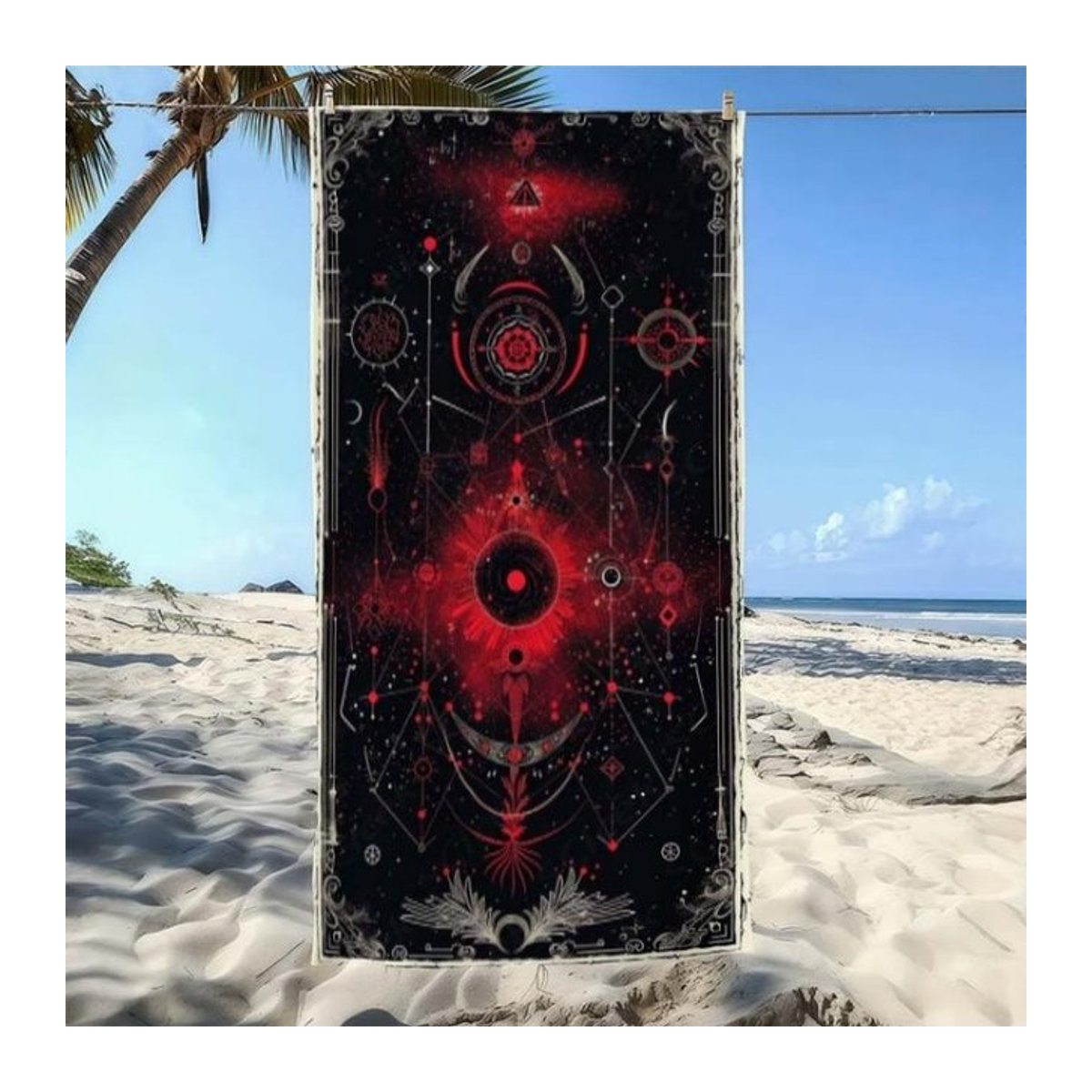 Shanika Chen Strandtuch Mystisches Kunst-Design, ultra-saugfähig und schnelltrocknend, Breite: 30 cm, Höhe: 60 cm - Bild 1