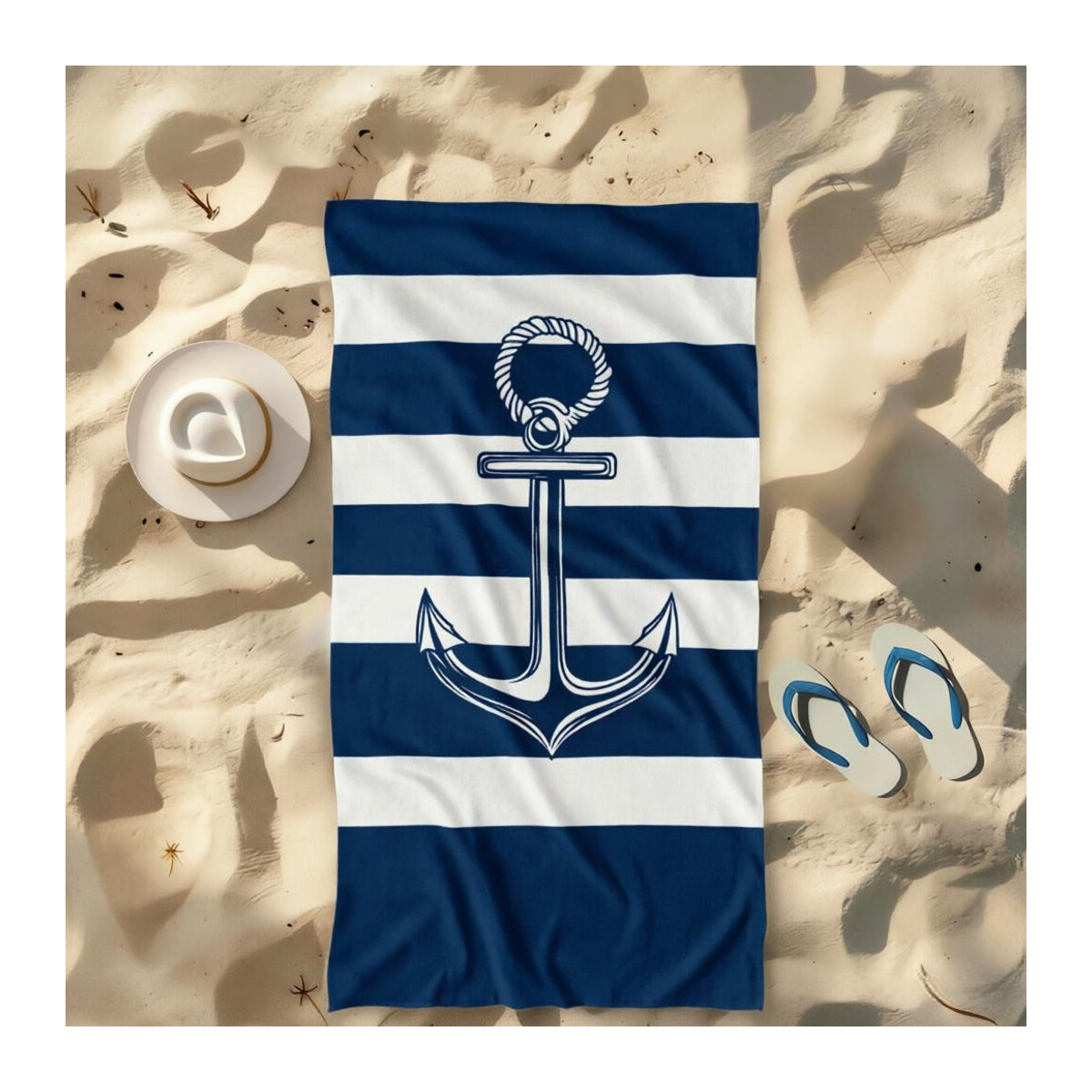 Shanika Chen Strandtuch Nautisches Anker Design Blau B: 30 cm, H: 60 cm - Bild 4