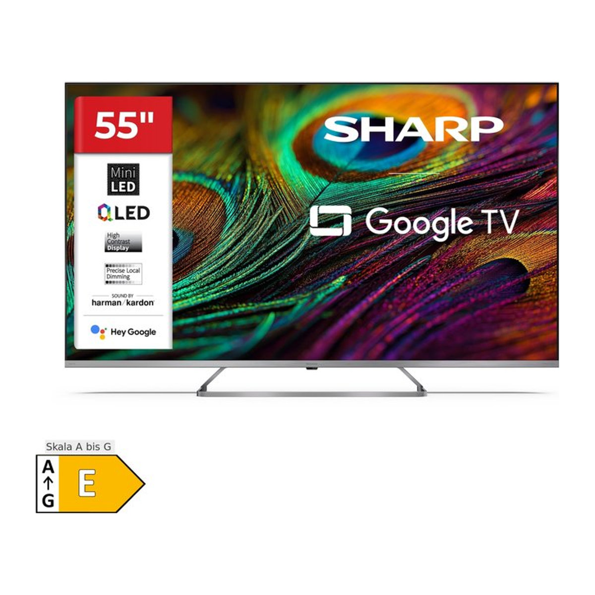 Sharp 55JP7765E QLED Fernseher 55 Zoll Google TV 4K UHD Smart TV Mini-LED HDR Dolby Vision Schwarz Modern - Bild 1