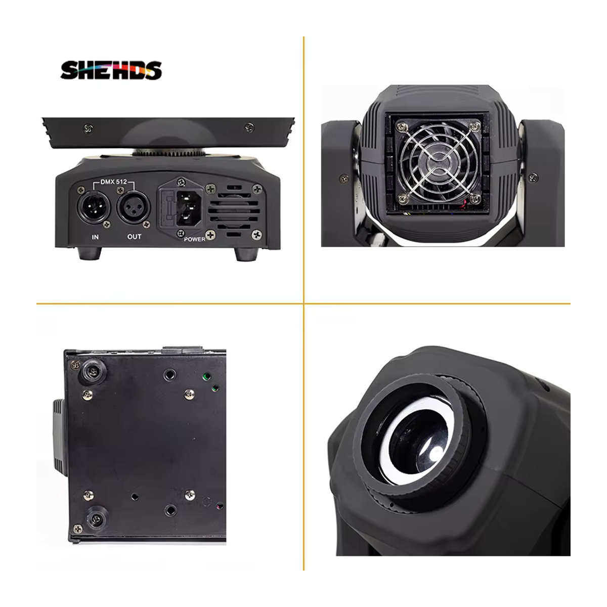 Shehds LED Spot 60W mit beweglichem Kopf, Fokusfunktion und DMX512 Steuerung, Schwarz - Bild 4
