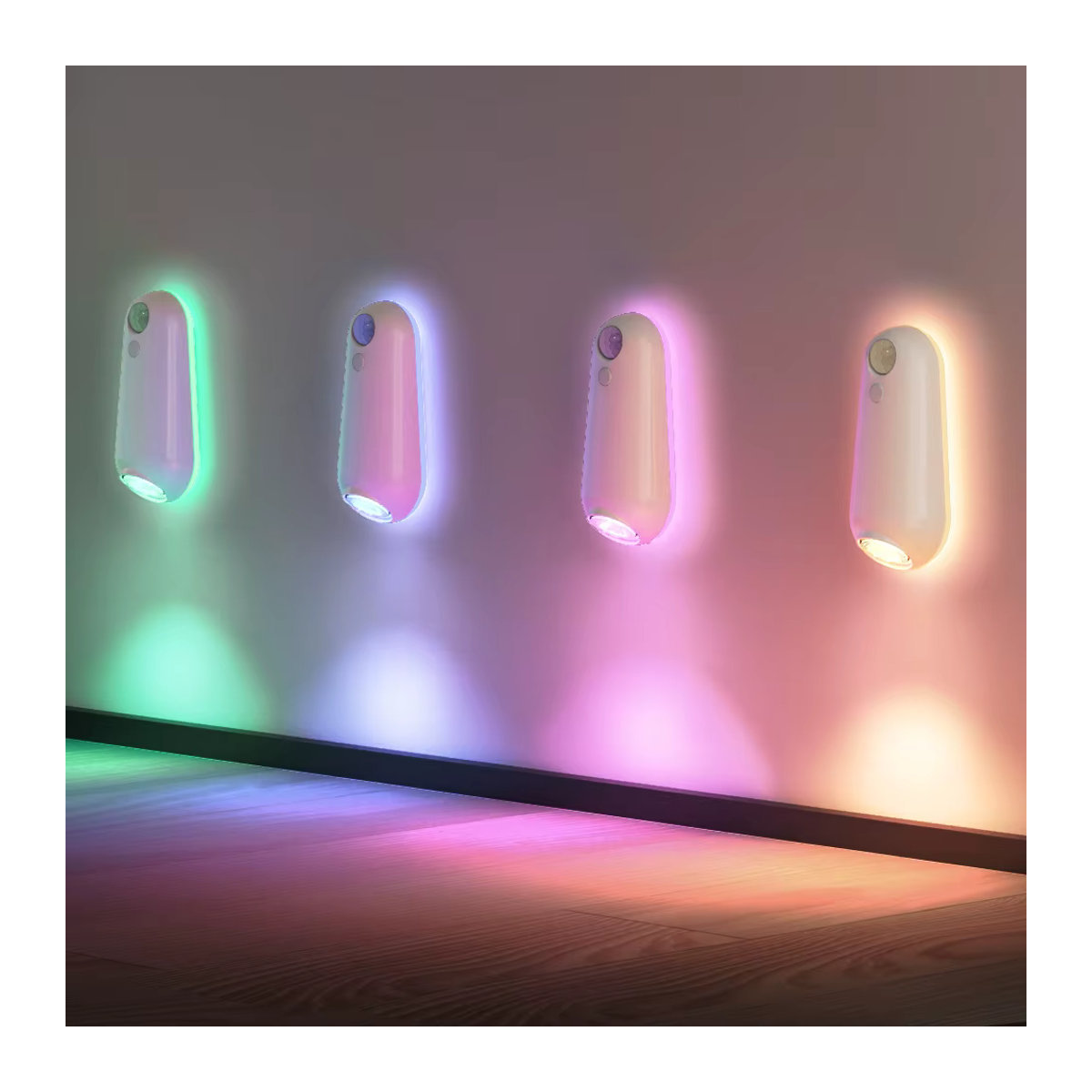SHENZHITECH LED Smart Motion Sensor Nachtlicht mit 8 Farben, USB wiederaufladbar, minimalistisches Design für WC, Korridor und Camping - Bild 2