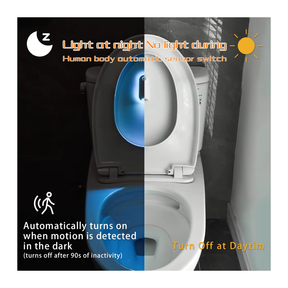 SHENZHITECH LED Smart Motion Sensor Nachtlicht mit 8 Farben, USB wiederaufladbar, minimalistisches Design für WC, Korridor und Camping - Bild 4