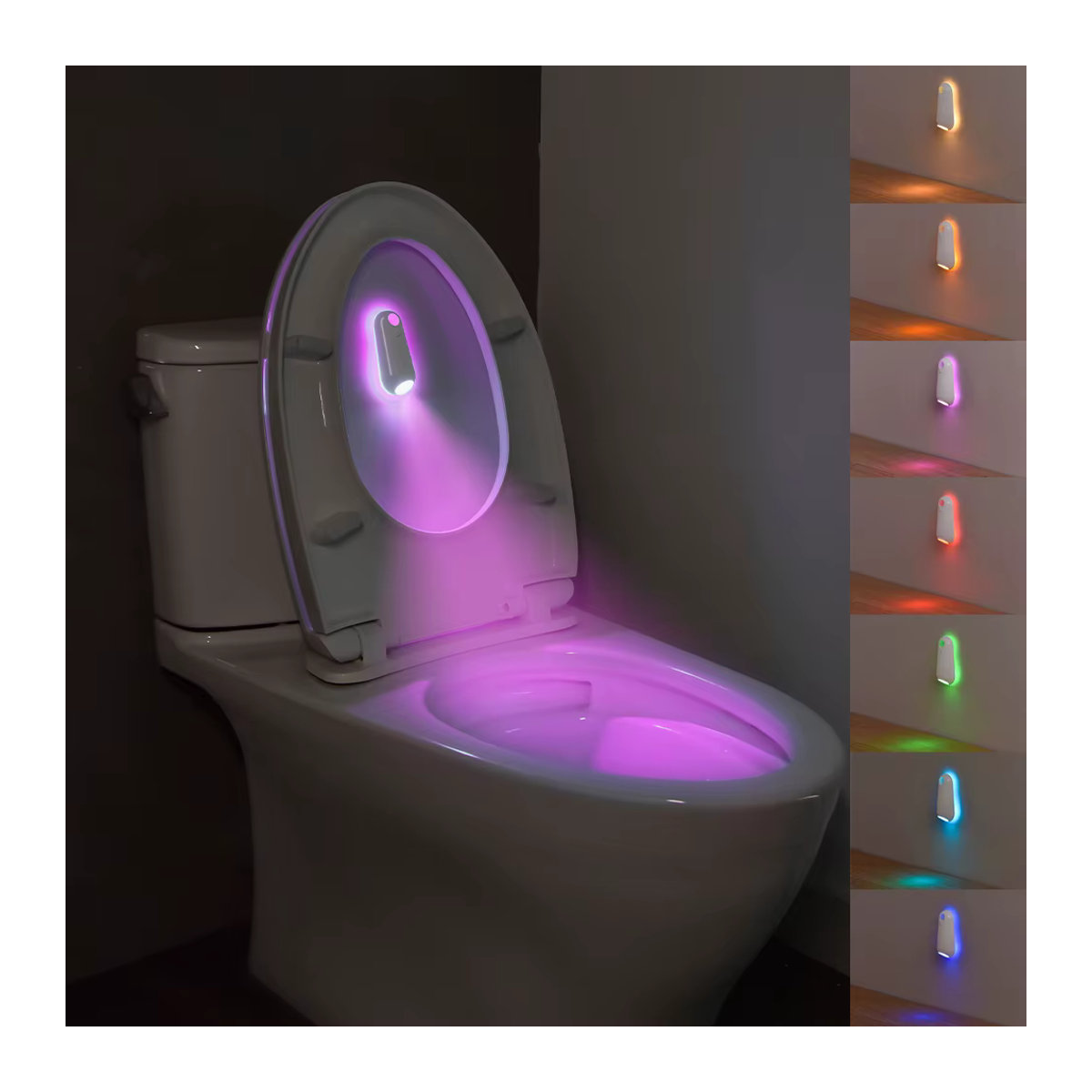 SHENZHITECH LED Smart Motion Sensor Nachtlicht mit 8 Farben, USB wiederaufladbar, minimalistisches Design für WC, Korridor und Camping - Bild 6