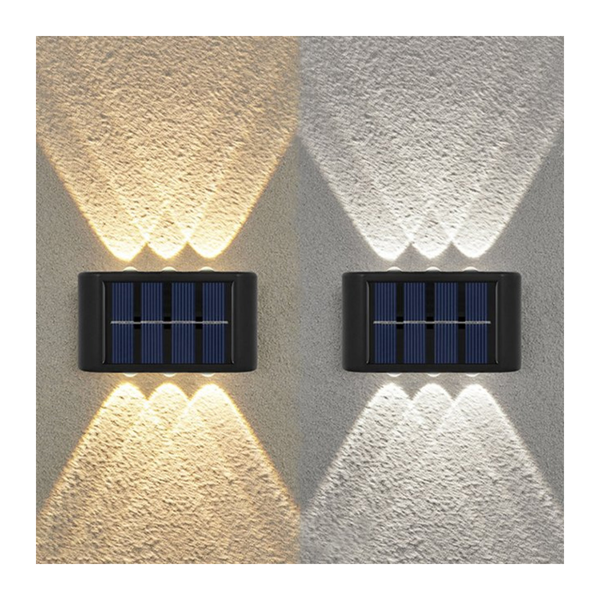 SHENZHITECH Moderne Solar Wandleuchte mit 6 LEDs in Schwarz für Garten Balkon und Terrasse - Bild 1